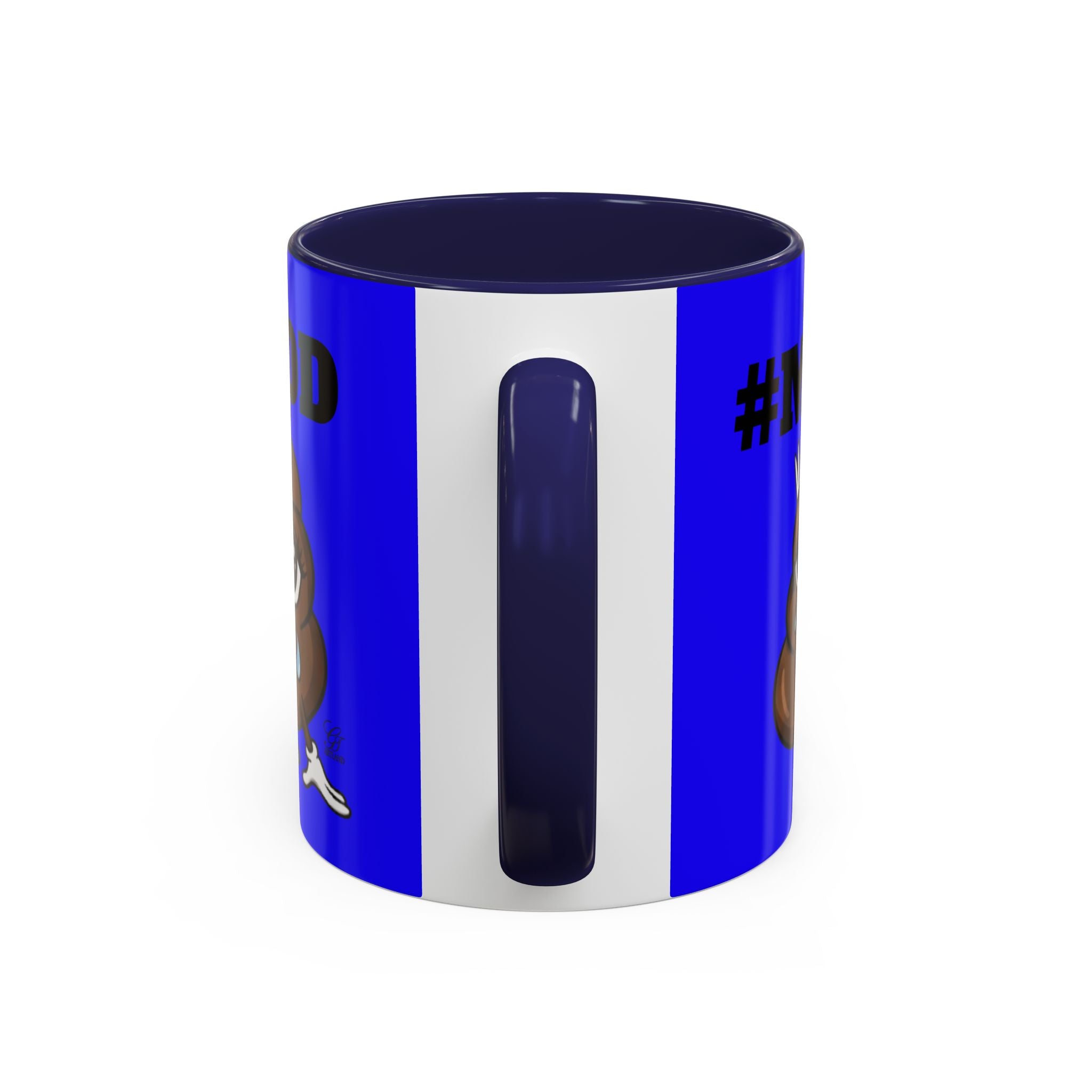 #MOOD Poop Emoji Retro Blue Accent Coffee Mug – Funny Blue 11/15oz Gift by GT Artland