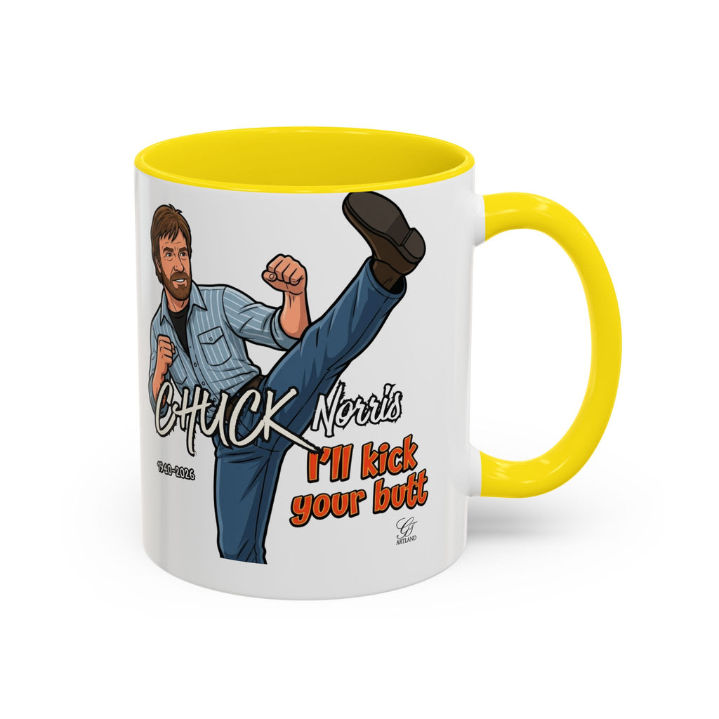 Martial Arts Chuck Norris Kick Butt Humor Character Mug | Accent Coffee Mug by GT Artland