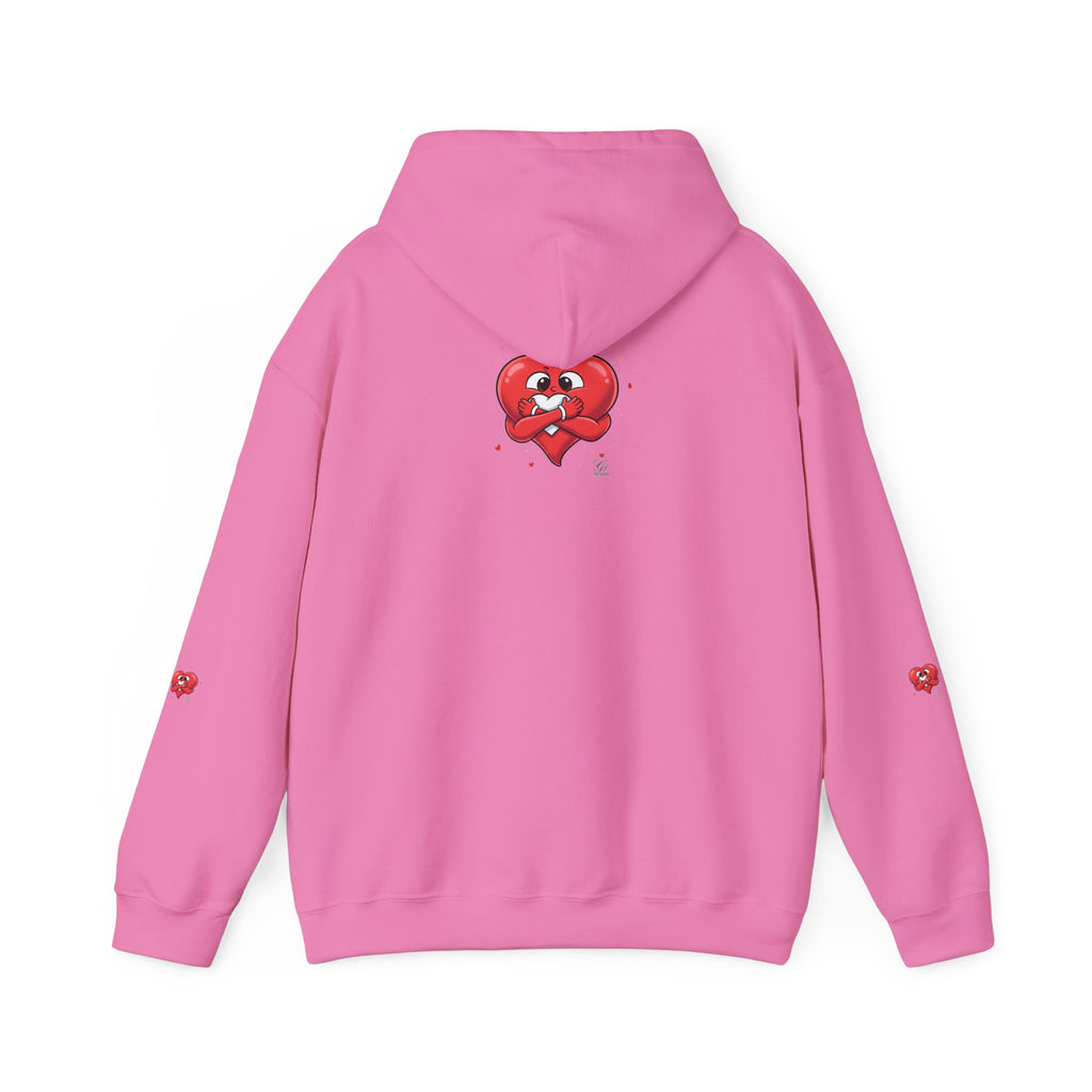 Graphic Heart Unisex Heavy Blend Hooded Sweatshirt | Red Heart Cartoon Sweatshirt
