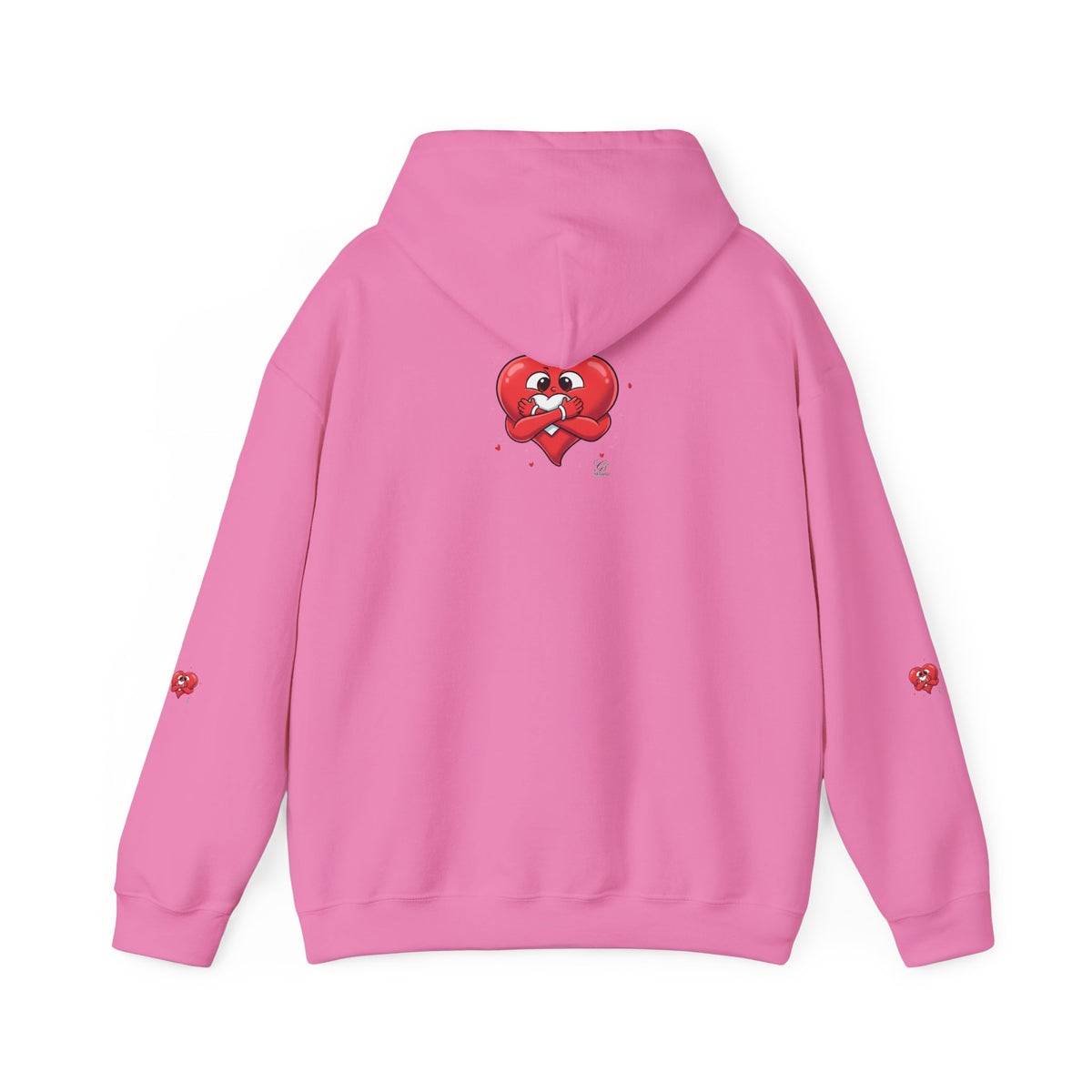 Graphic Heart Unisex Heavy Blend Hooded Sweatshirt | Red Heart Cartoon Sweatshirt