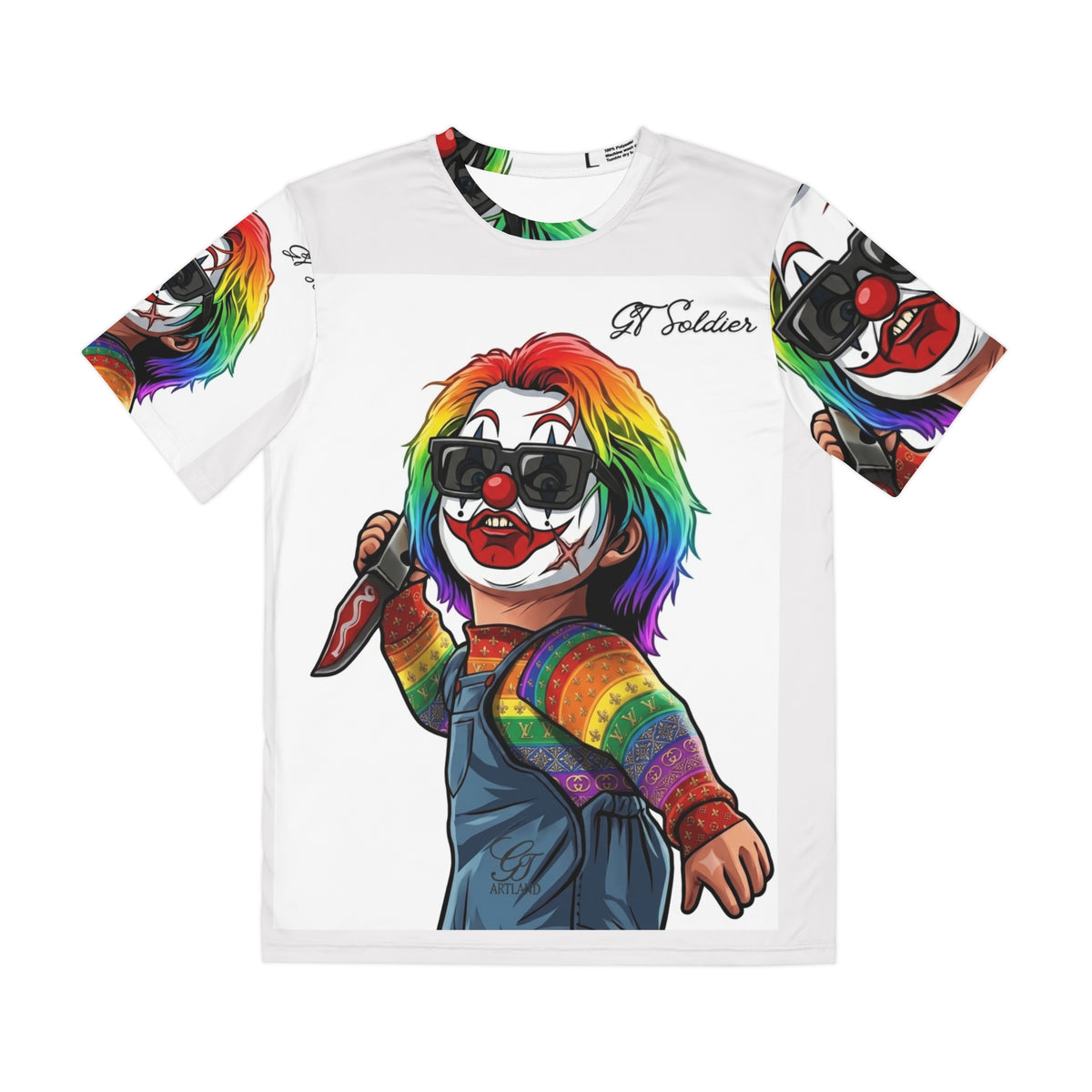 Rainbow Killa Clown Slasher Doll Horror Urban Designer graphic tee | T-Shirt by GT Artland