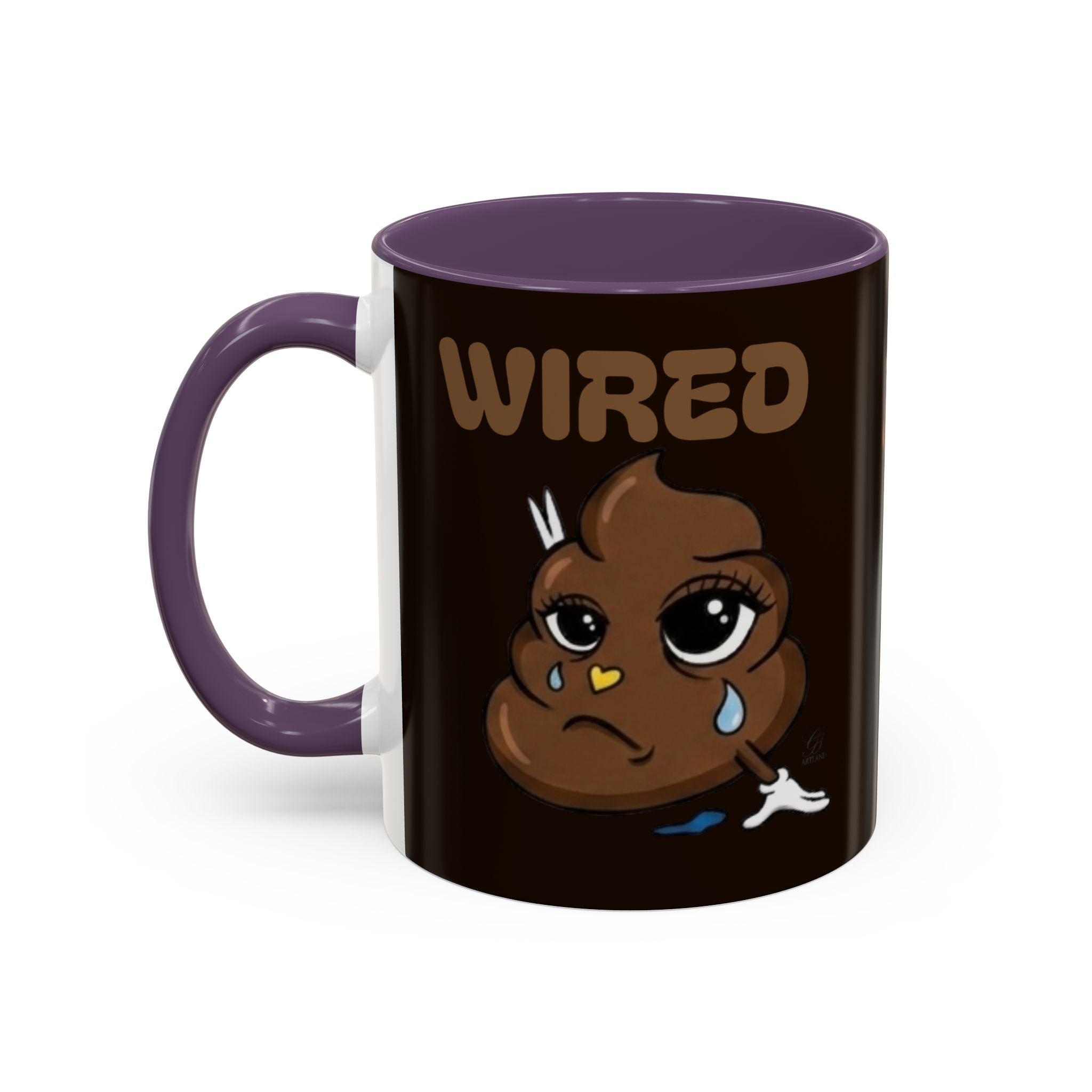 Coffee Mug - "Wired" Cute Poop Emoticon Design (11/15 oz) by GT Artland