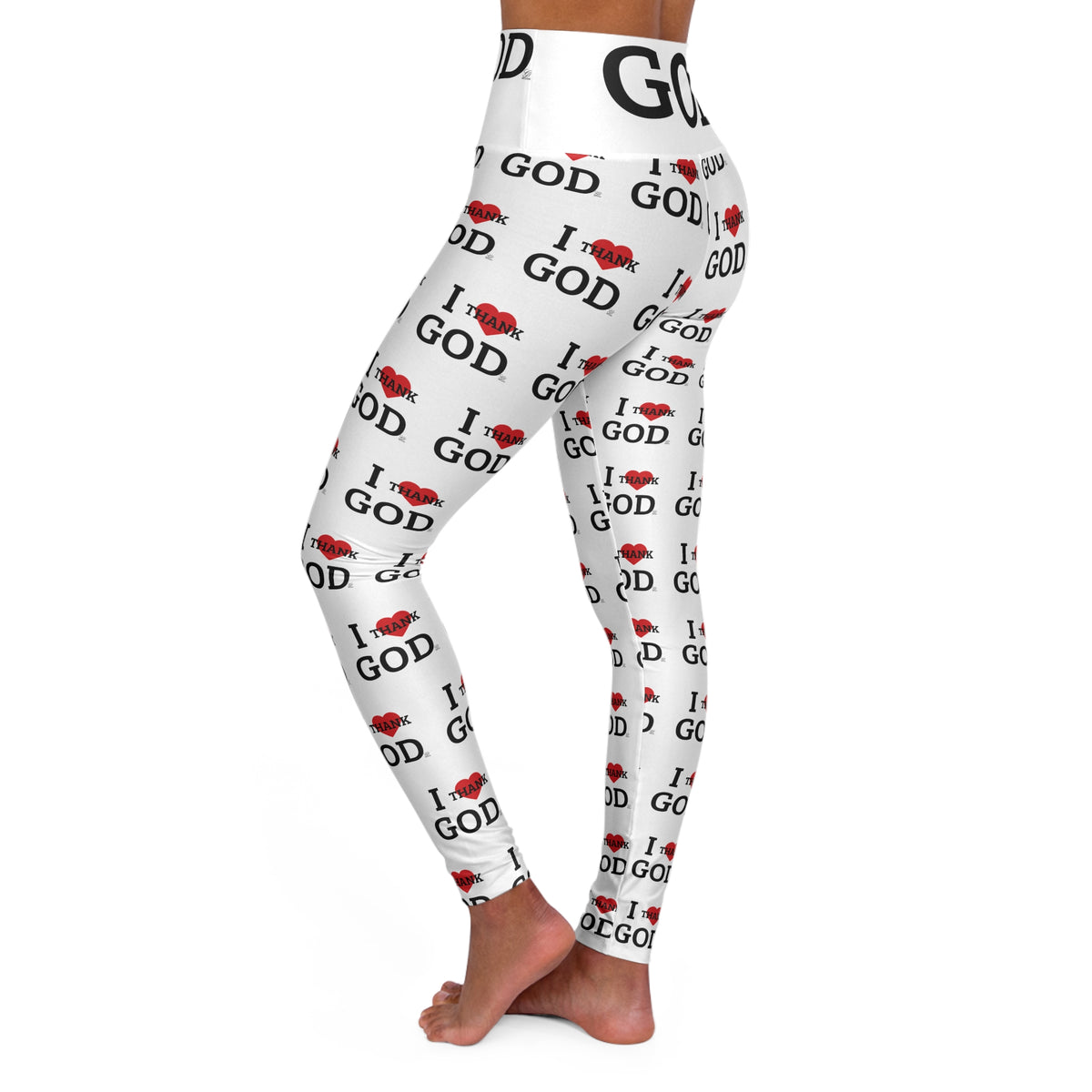 I Love God Pattern Leggings | High Waisted Yoga Leggings by GT Artland