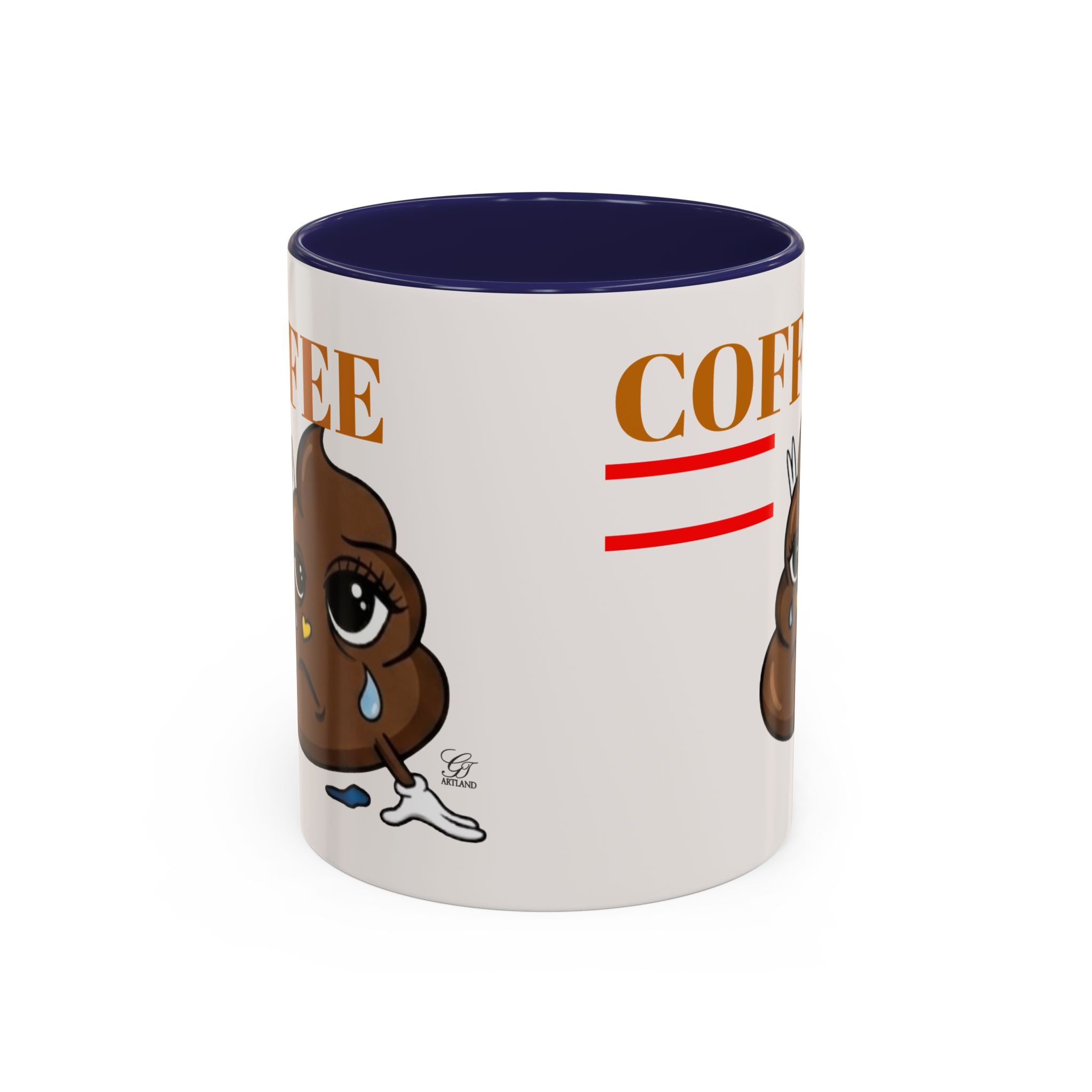 Coffee Mug — Sad Coffee Poop Emoji Designer Toon Accent Mug (11/15oz) by GT Artland