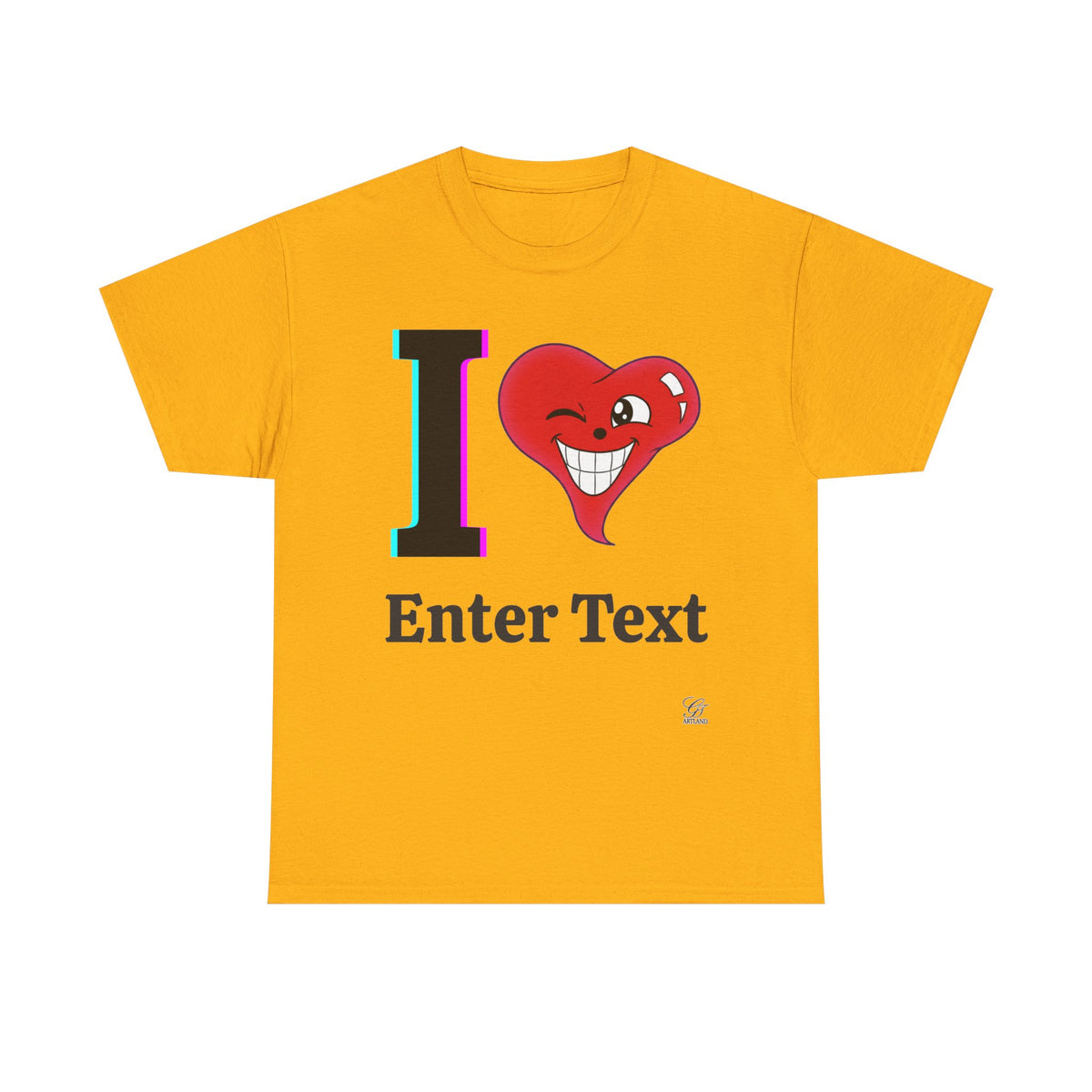 I LOVE Unisex Heavy Cotton Tee Shirt - Personalised T-Shirt