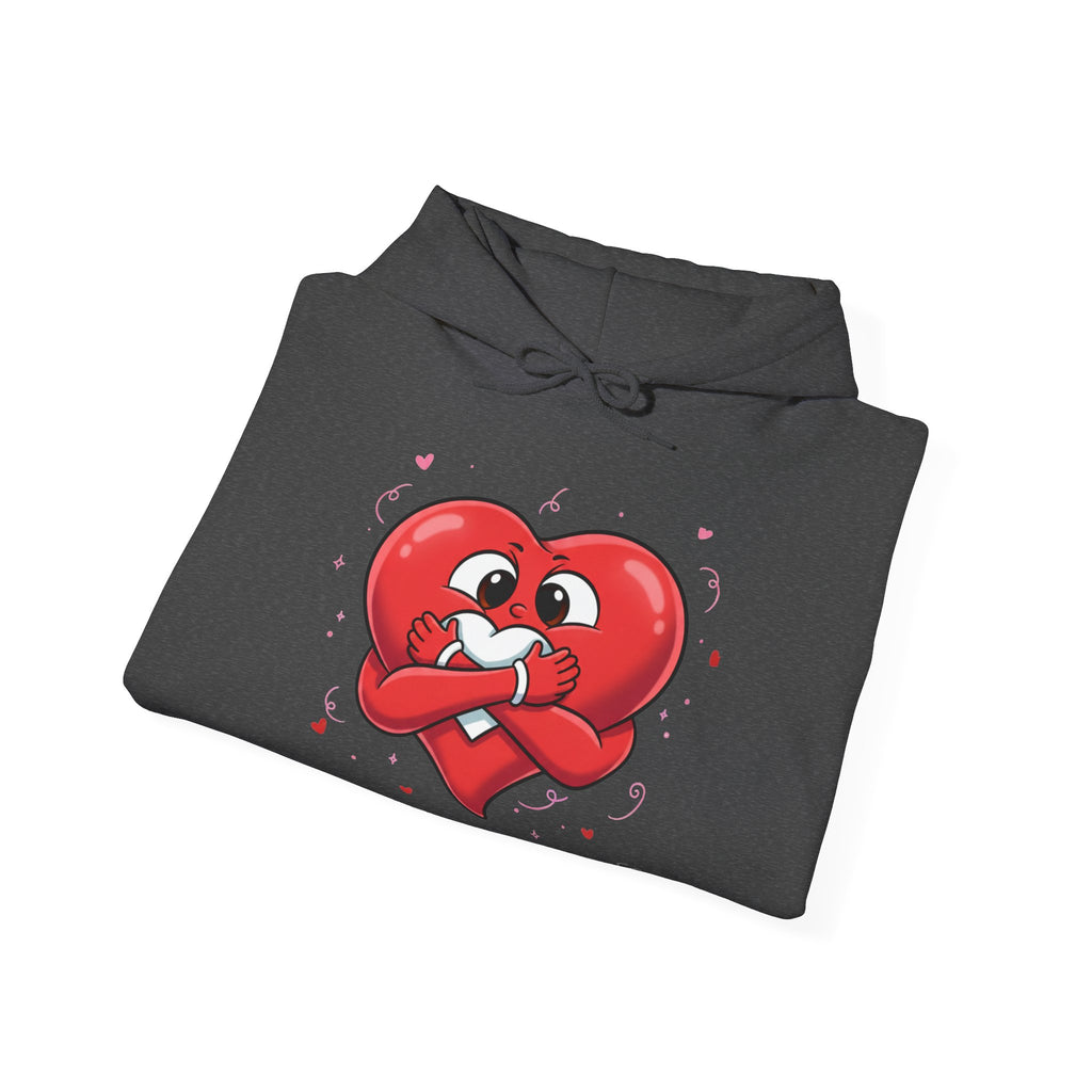 Graphic Heart Unisex Heavy Blend Hooded Sweatshirt | Red Heart Cartoon Sweatshirt