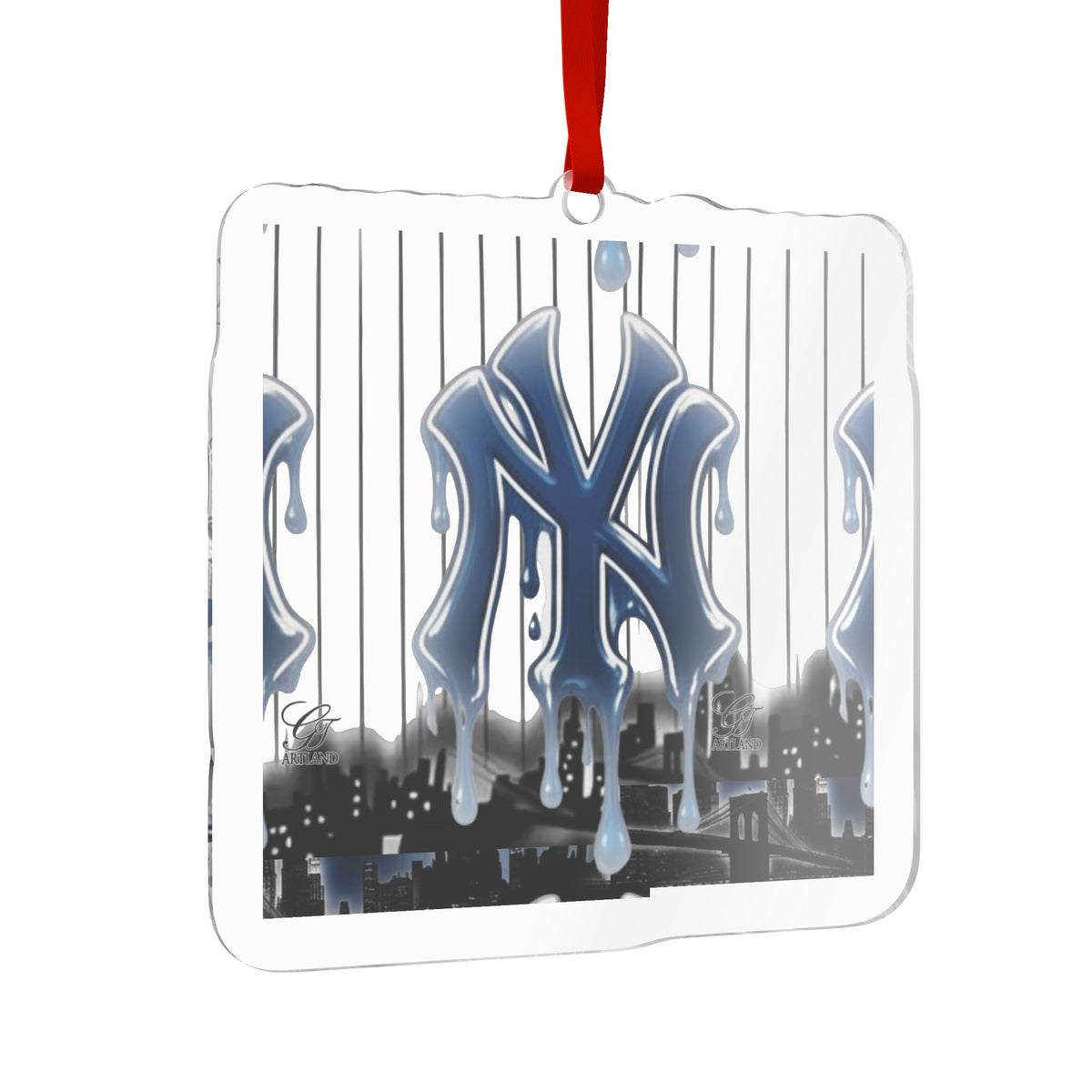 New York Yankees Dripping Logo Custom Acrylic Ornament by GT Artland