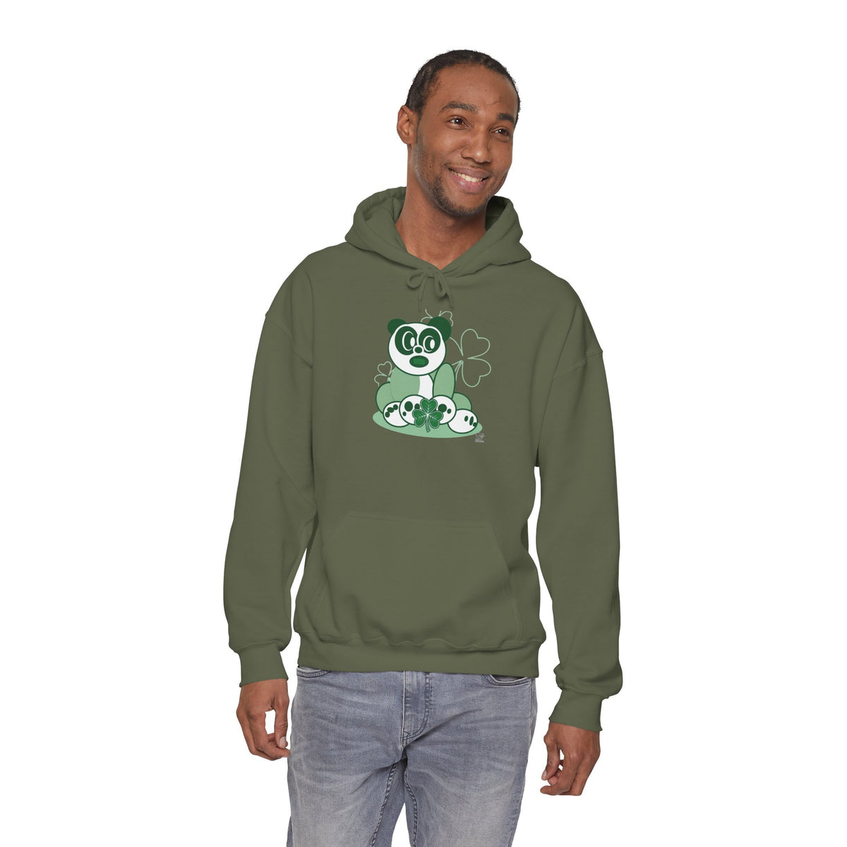Green Panda with Bamboo Hoodie