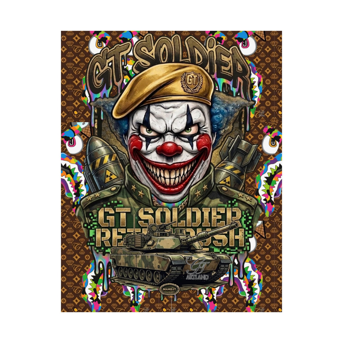 GT Soldier Clown Soldier | Military Tank Square Poster by GT Artland
