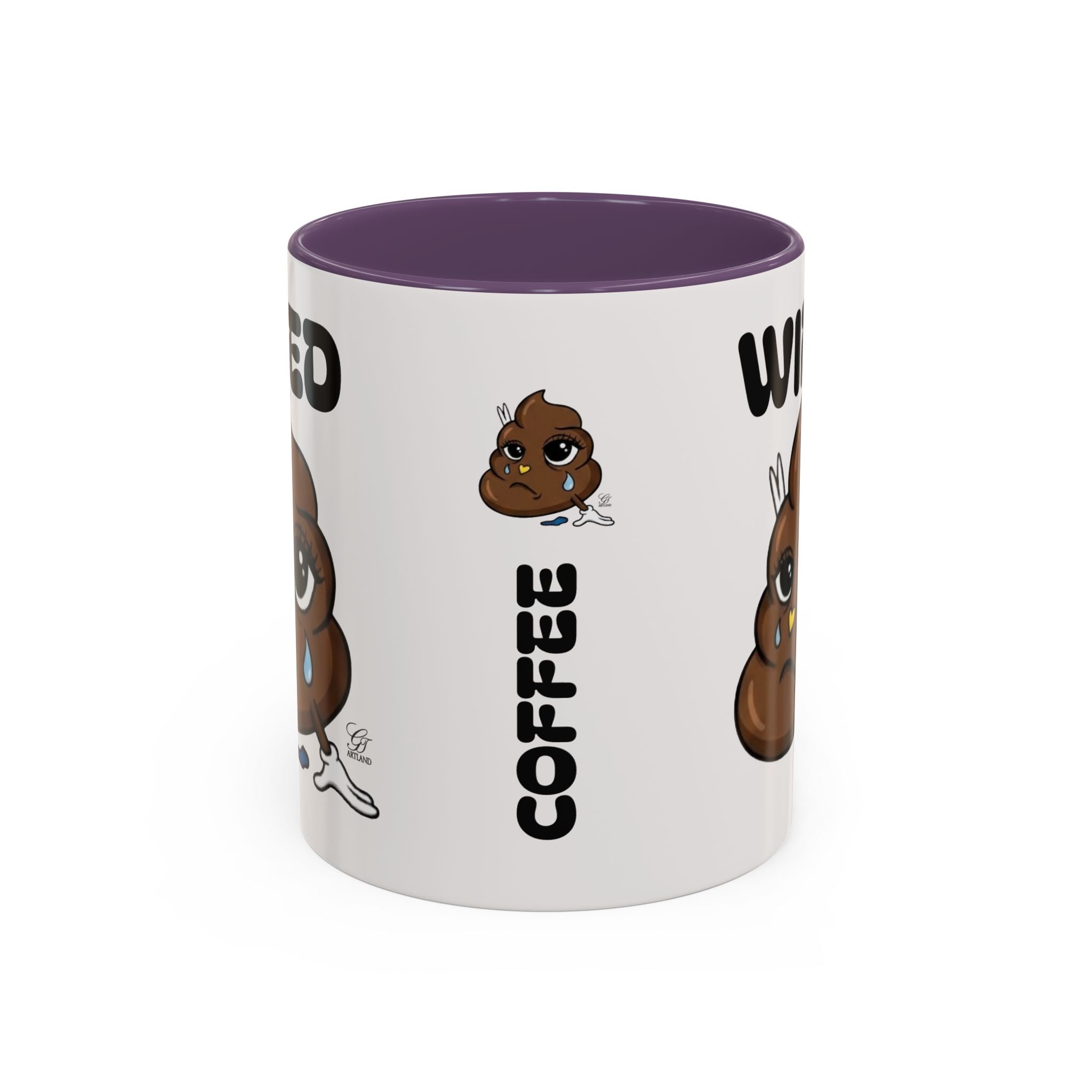 Wired Coffee Mug — Funny Poop Emoji Design Accent Mug (11/15 oz) by GT Artland
