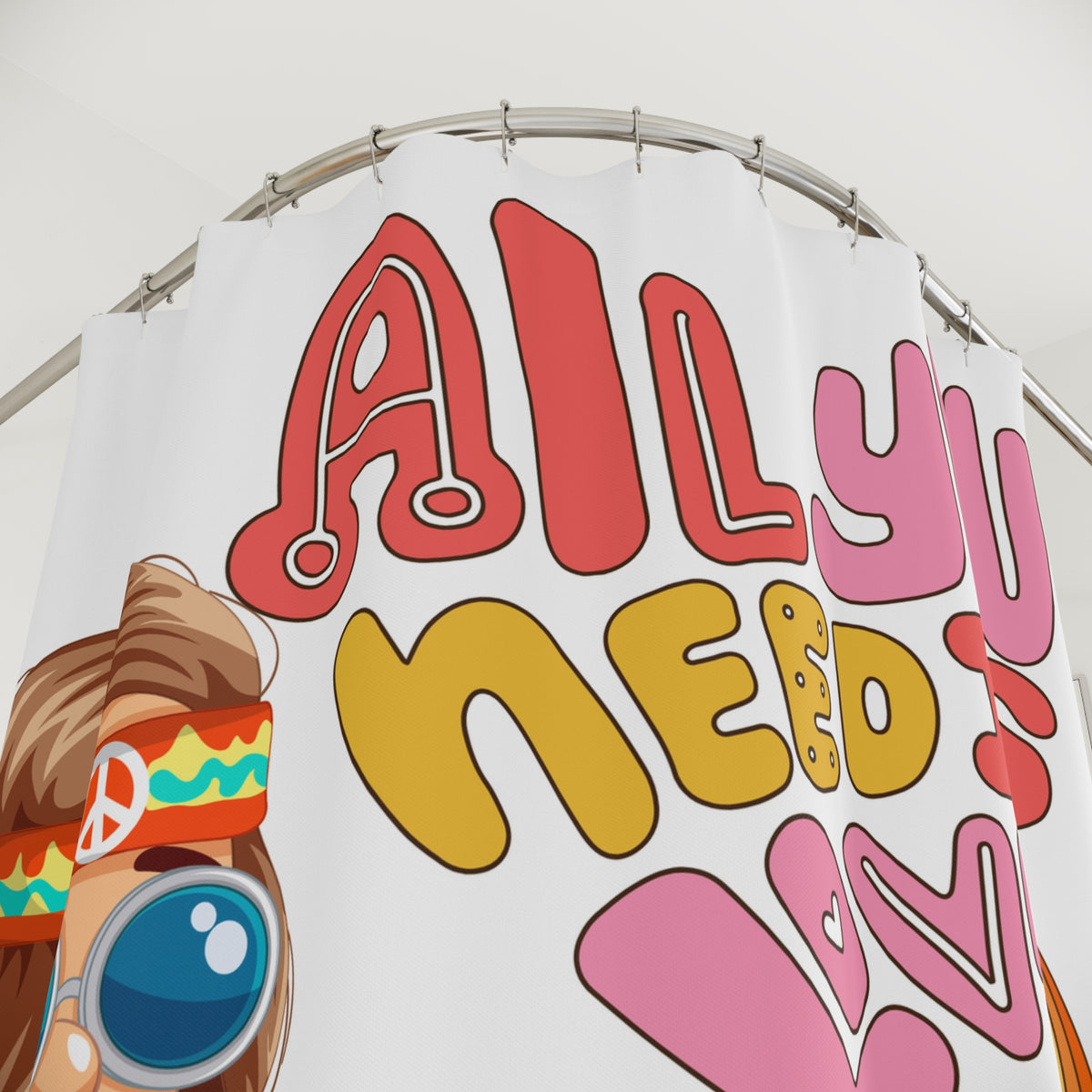70's Hippie Love  Shower Curtain | Bathroom