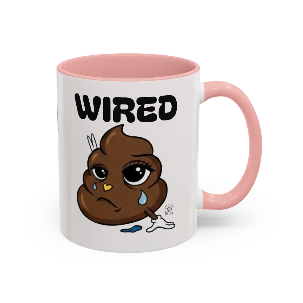 Wired Coffee Mug — Funny Poop Emoji Design Accent Mug (11/15 oz) by GT Artland
