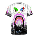 Shark Face Designer Graphic Tee | All-Over Print City Skyline Jersey Style by GT Artland