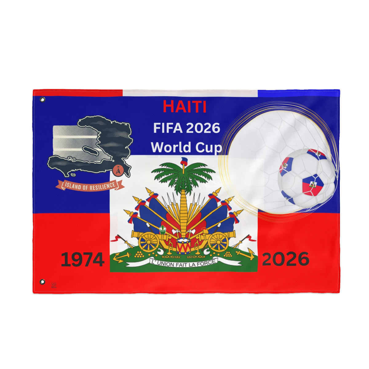 2026 World Cup Haitian Double Sided Football Flag | Soccer Flag