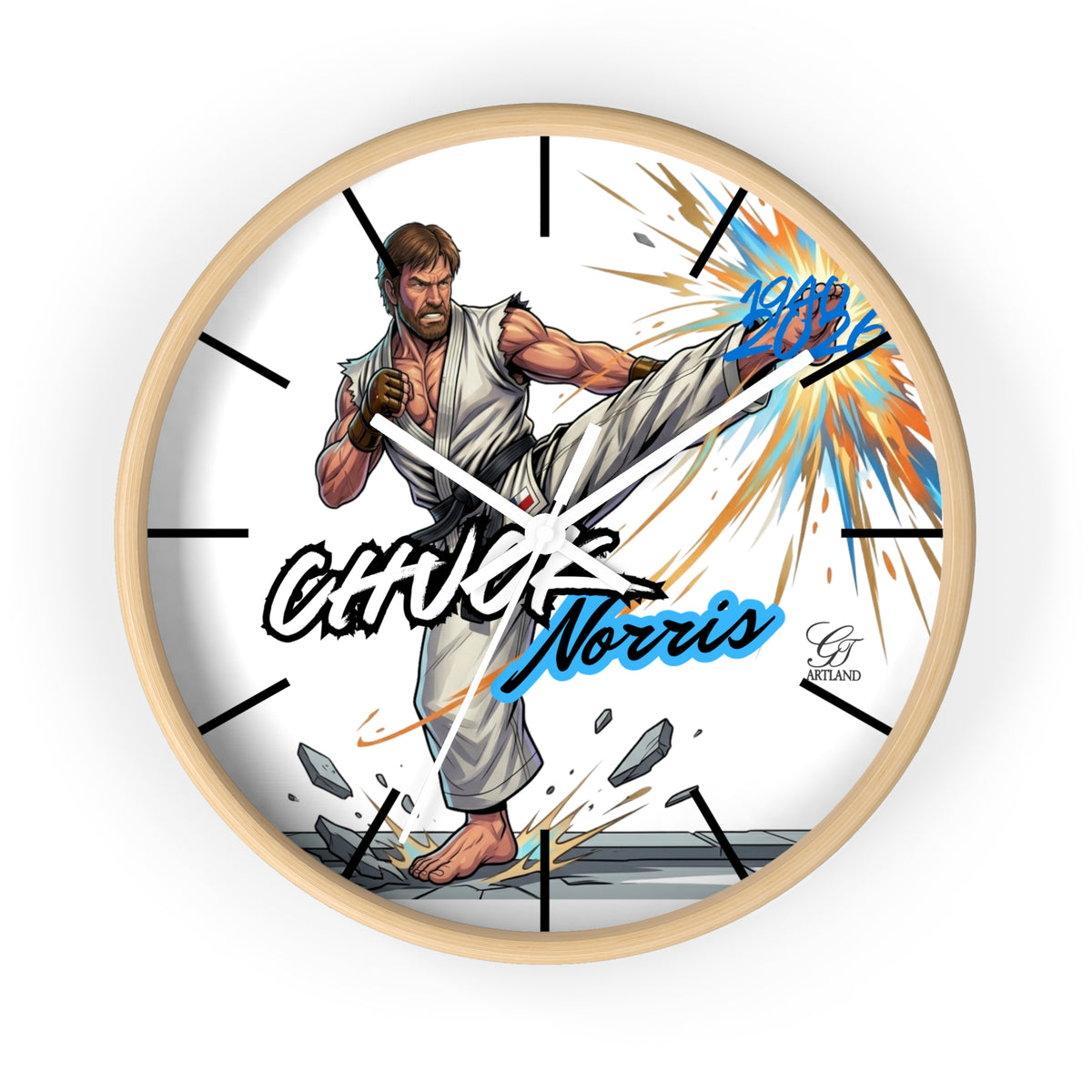 Chuck Norris Kicks, Courage and Karate Wall Clock by GT Artland
