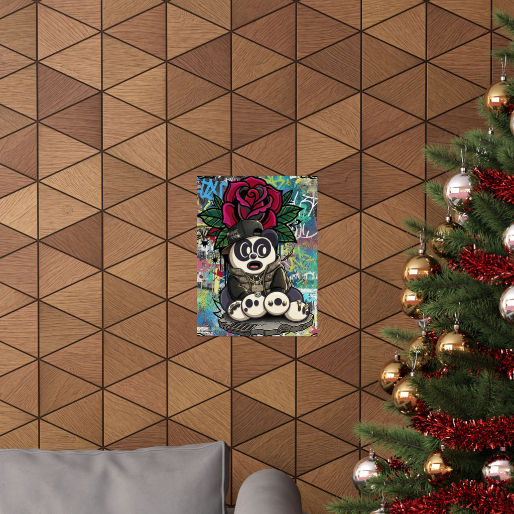 Graffiti Panda with Rose Poster | Matte Vertical Poster