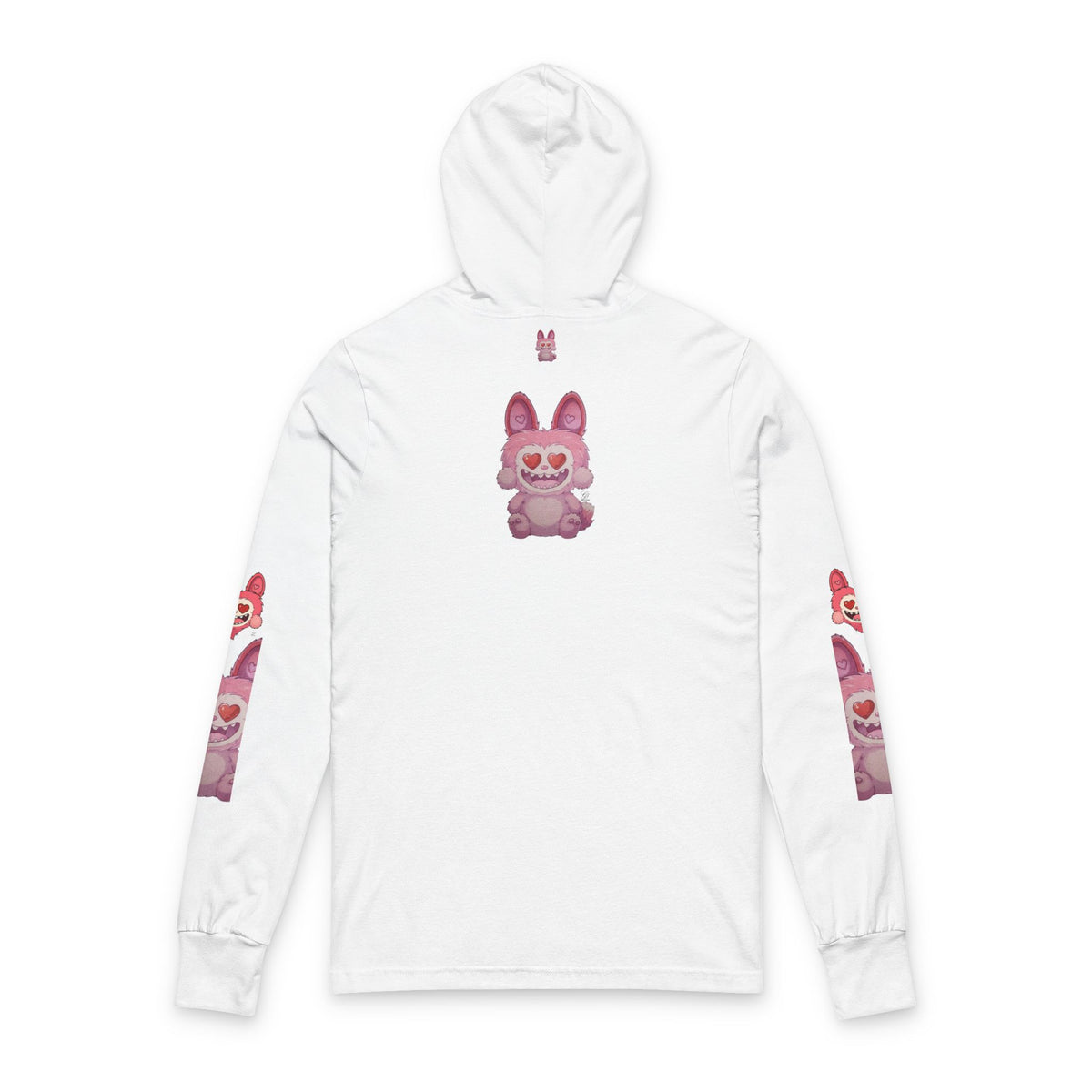 Pink Heart-Eyes Bunny  Hooded Long Sleeve