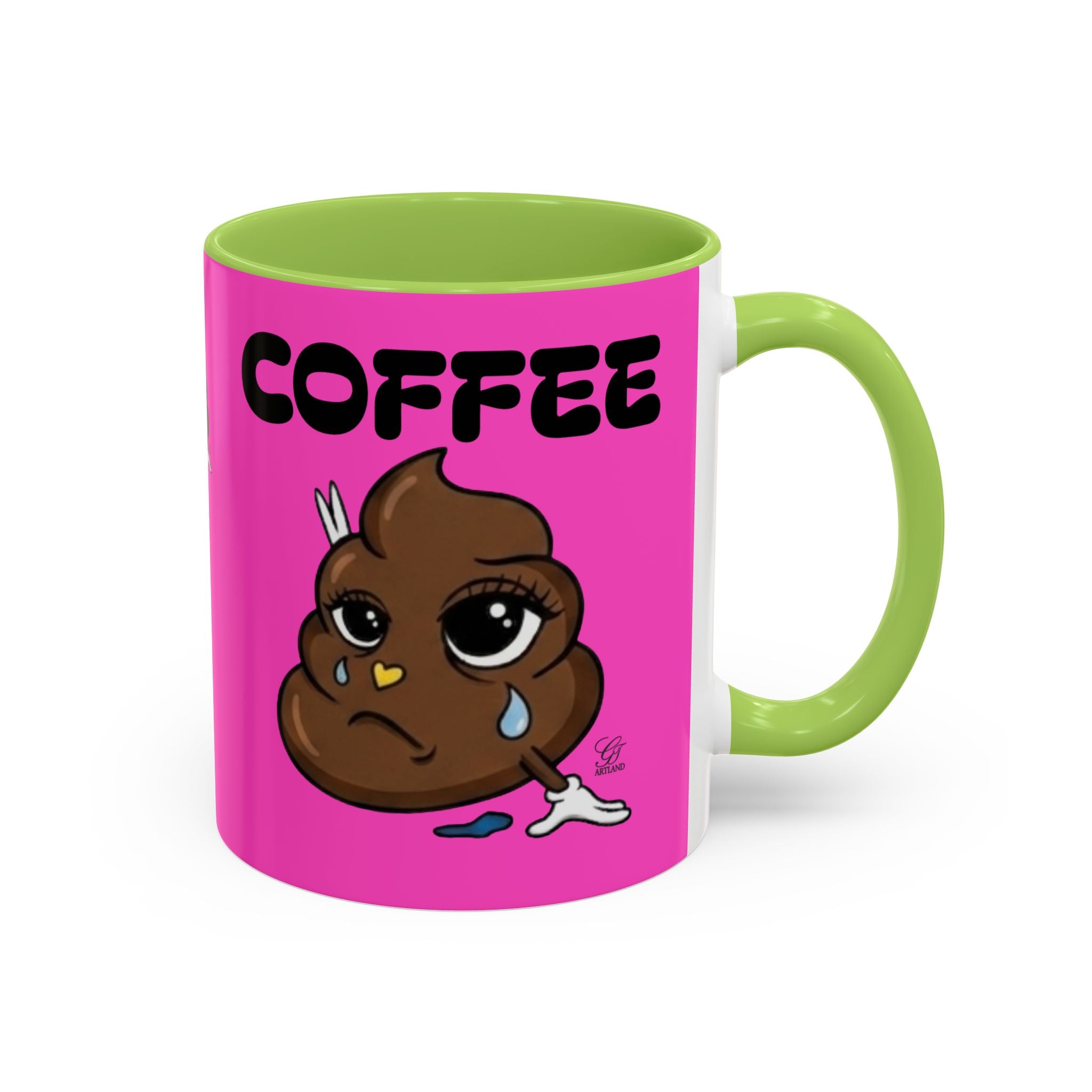 Coffee Mug — Pink 'Coffee' Sad Poop Emoji Accent Ceramic Mug (11/15oz) by GT Artland