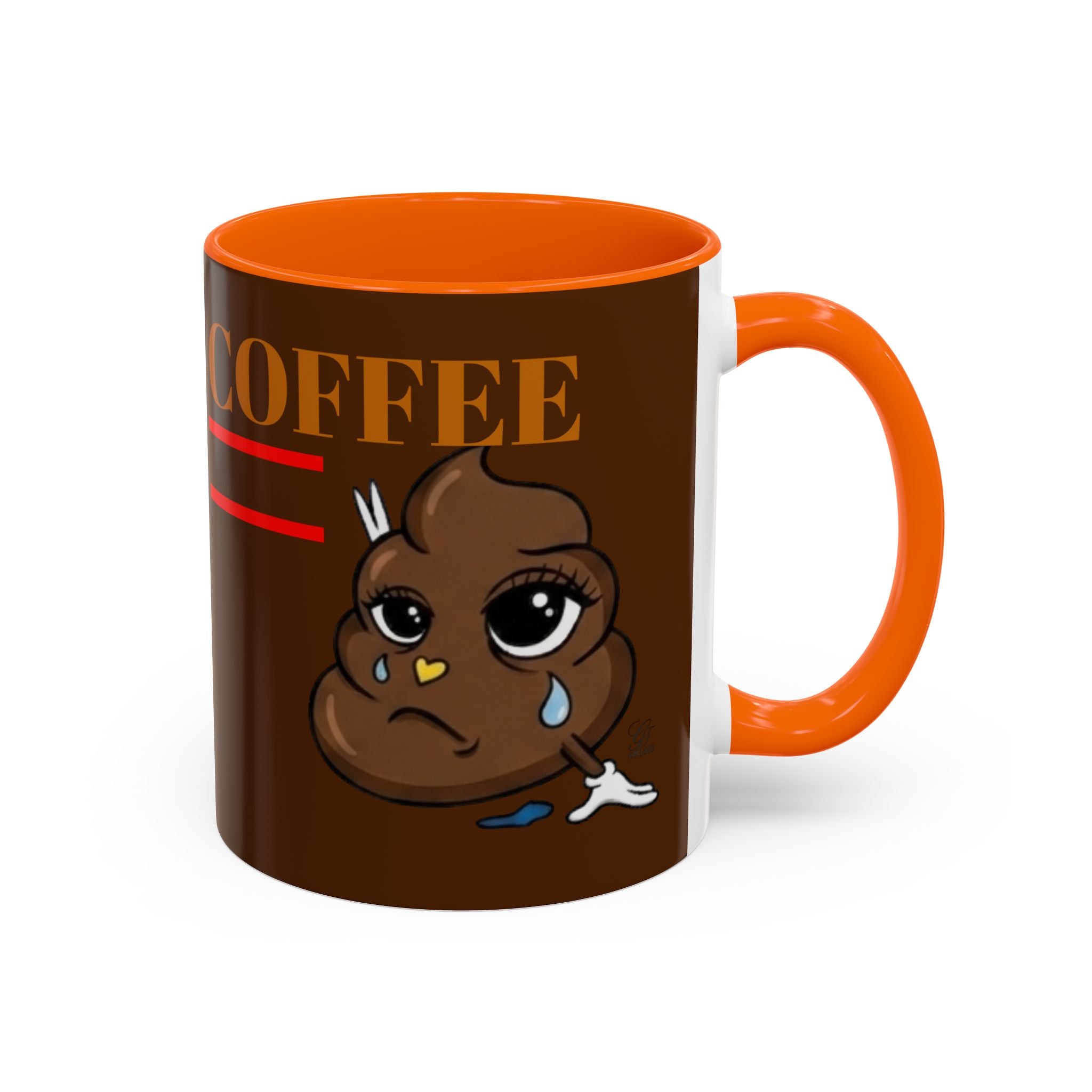 Coffee Mug — Cute Crying Poop Character "Coffee = Pooo" Accent Ceramic Mug by GT Artland