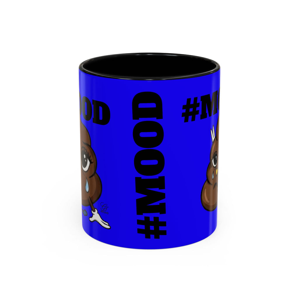 #MOOD Poop Emoji Retro Blue Accent Coffee Mug – Funny Blue 11/15oz Gift by GT Artland