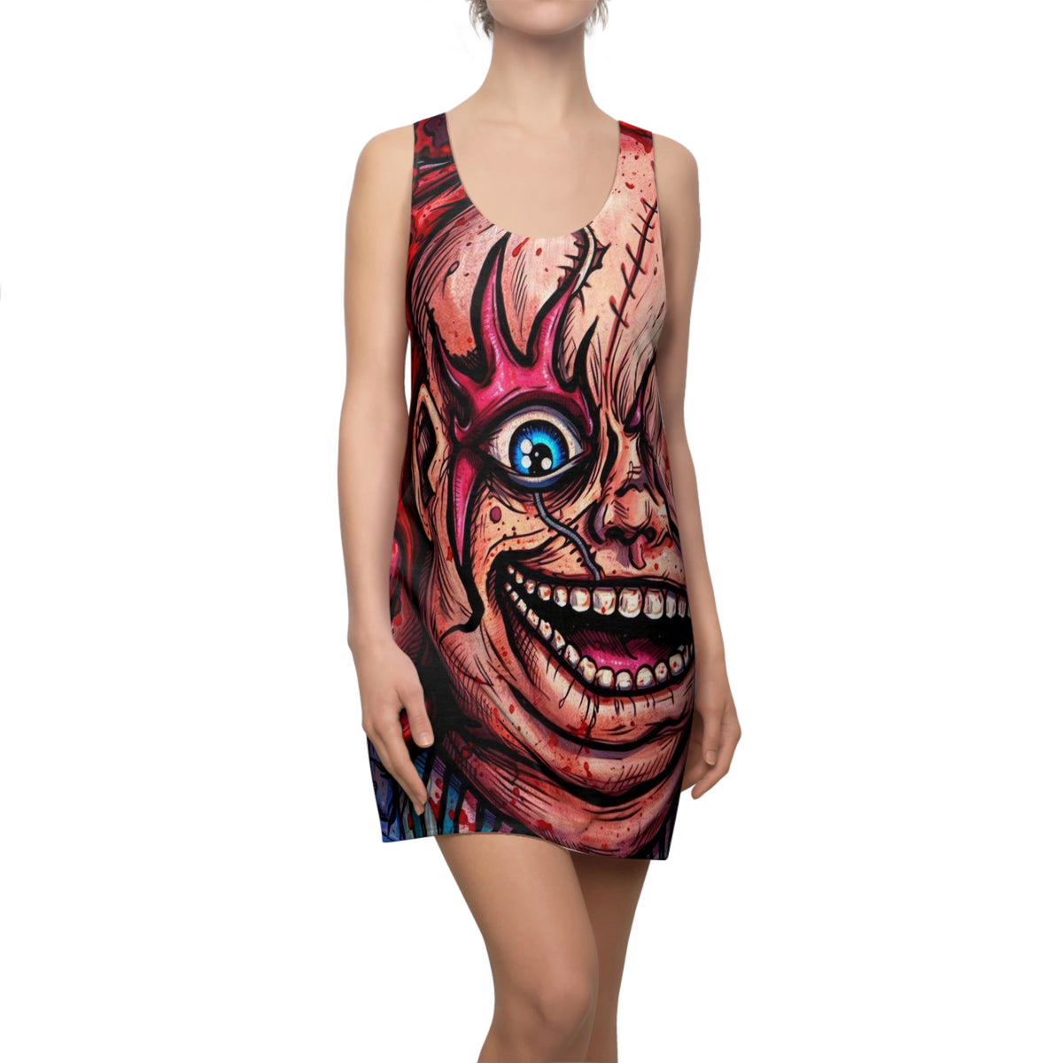 Playtimes Over Horror Scary Doll Designer Airbrush Racerback Dress by GT Artland