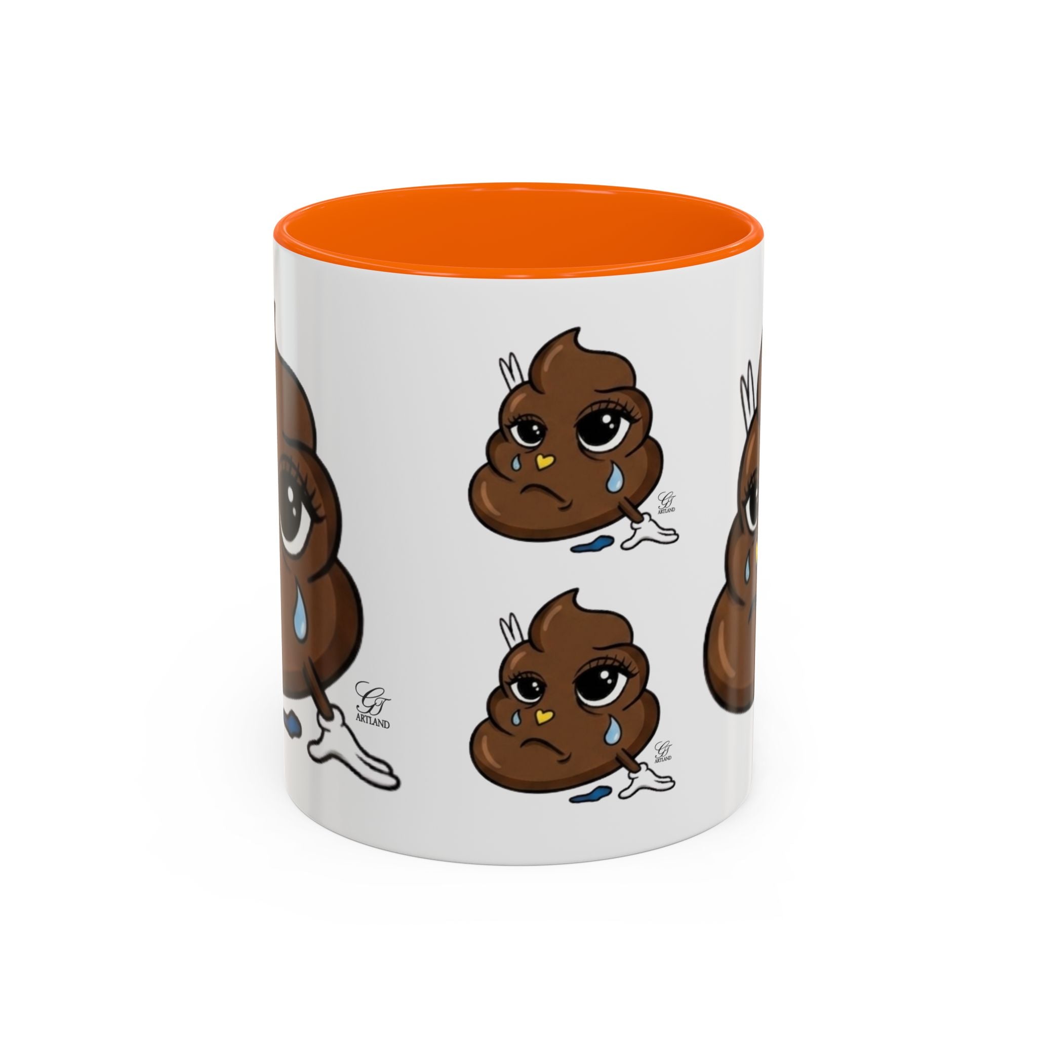 Sad Poop Emoji Coffee Mug — Funny Kawaii Gag Gift Accent Mug by GT Artland