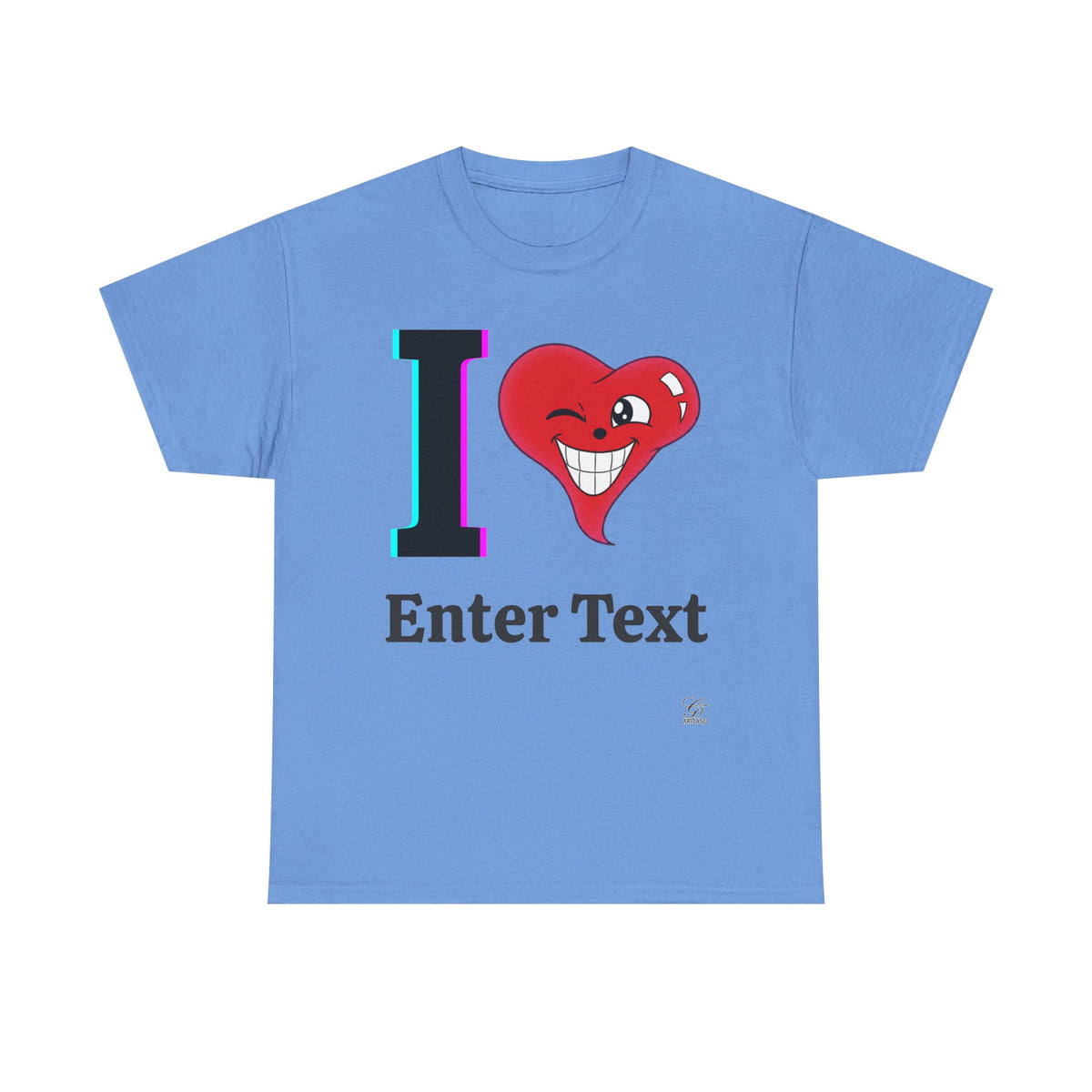 I LOVE Unisex Heavy Cotton Tee Shirt - Personalised T-Shirt