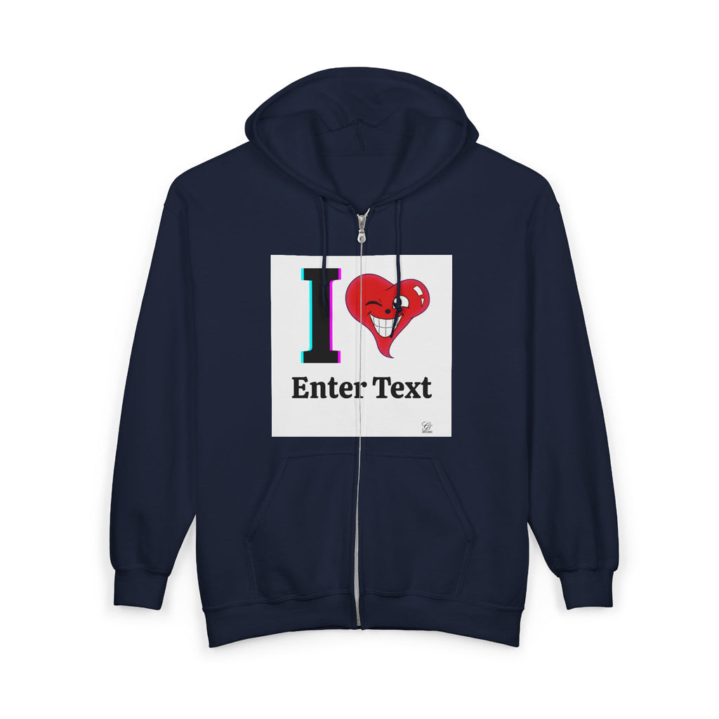 Unisex I LOVE Heavy Blend Full Zip Hooded Sweatshirt Hoodie | Full Zip Sweatshirt