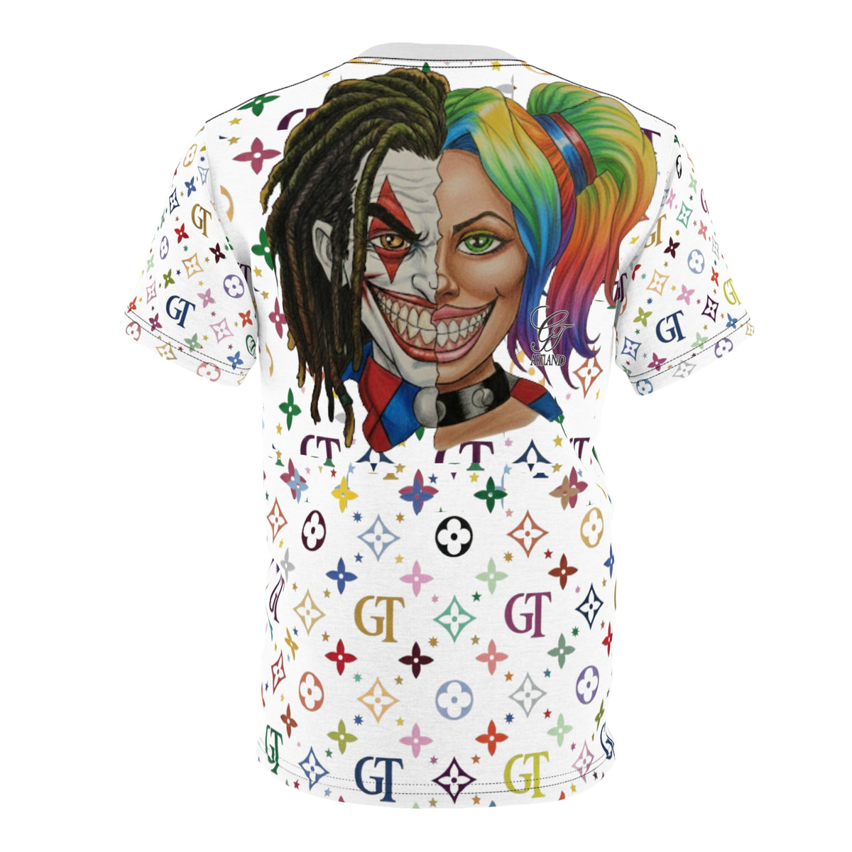 Psycho Drama Clown Vixen 2 Split Faced Designer Unisex Cut & Sew Tee by GT Artland