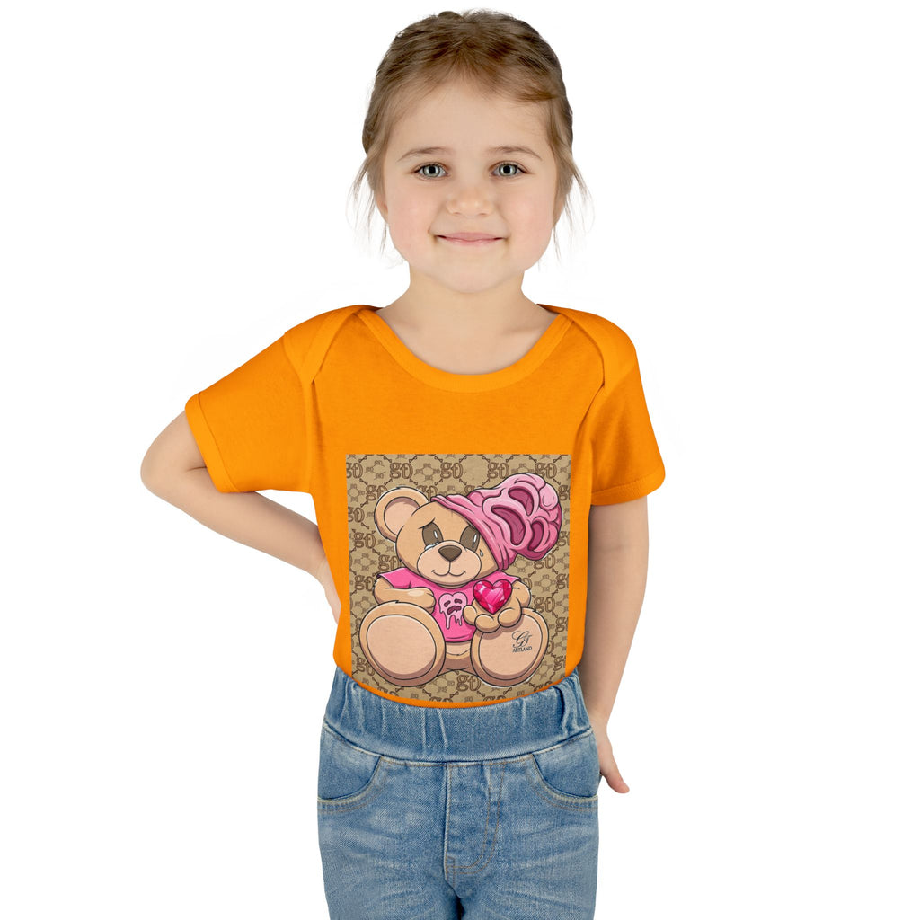 Pink Heart Teddy Bear Infant Bodysuit by GT Artland