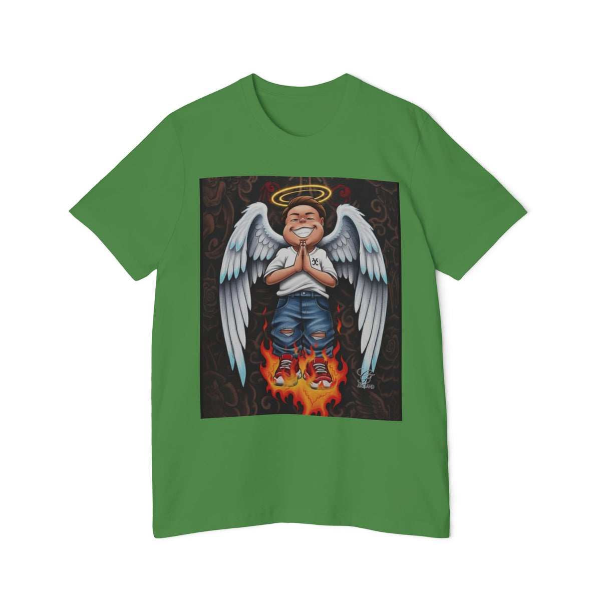 Angel Boy Praying USA-Made Unisex Short-Sleeve Jersey T-Shirt
