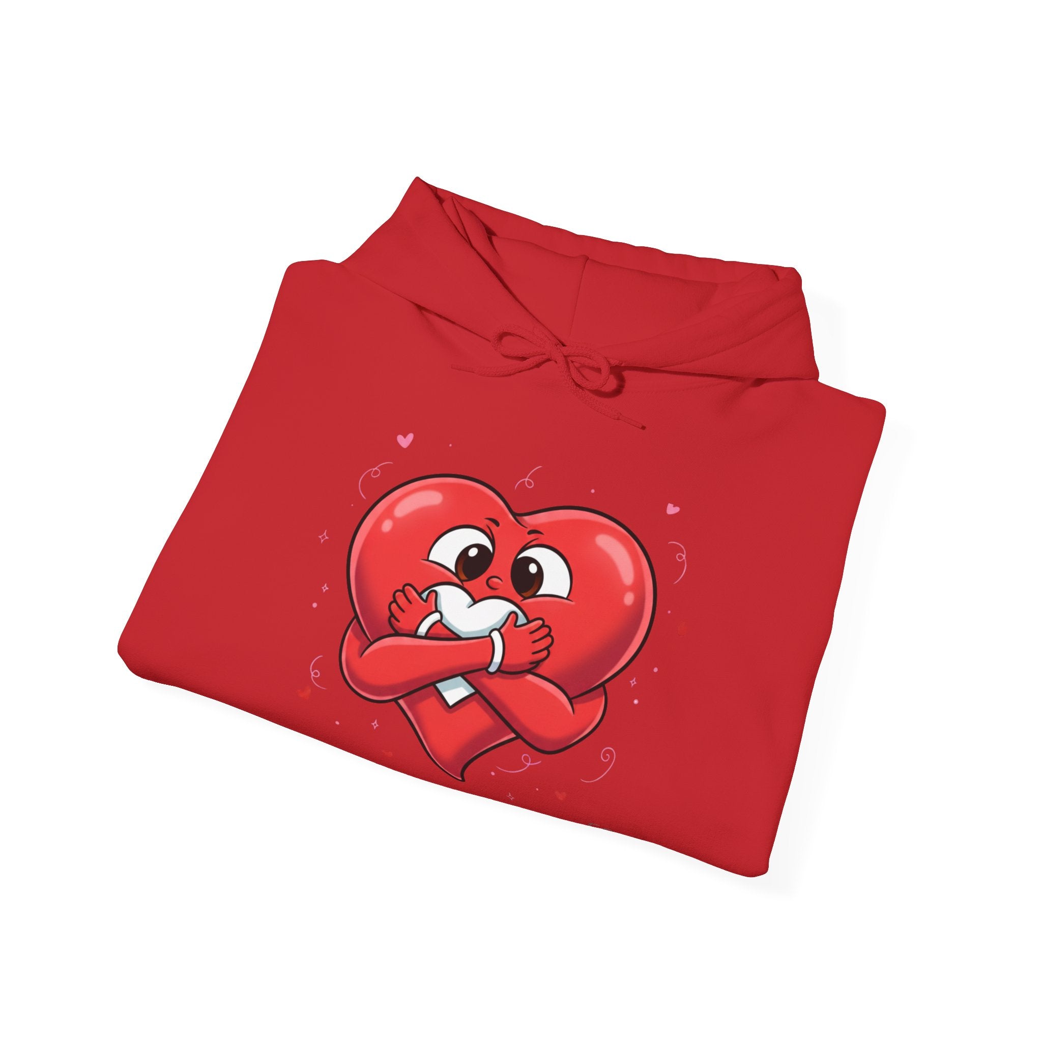 Graphic Heart Unisex Heavy Blend Hooded Sweatshirt | Red Heart Cartoon Sweatshirt