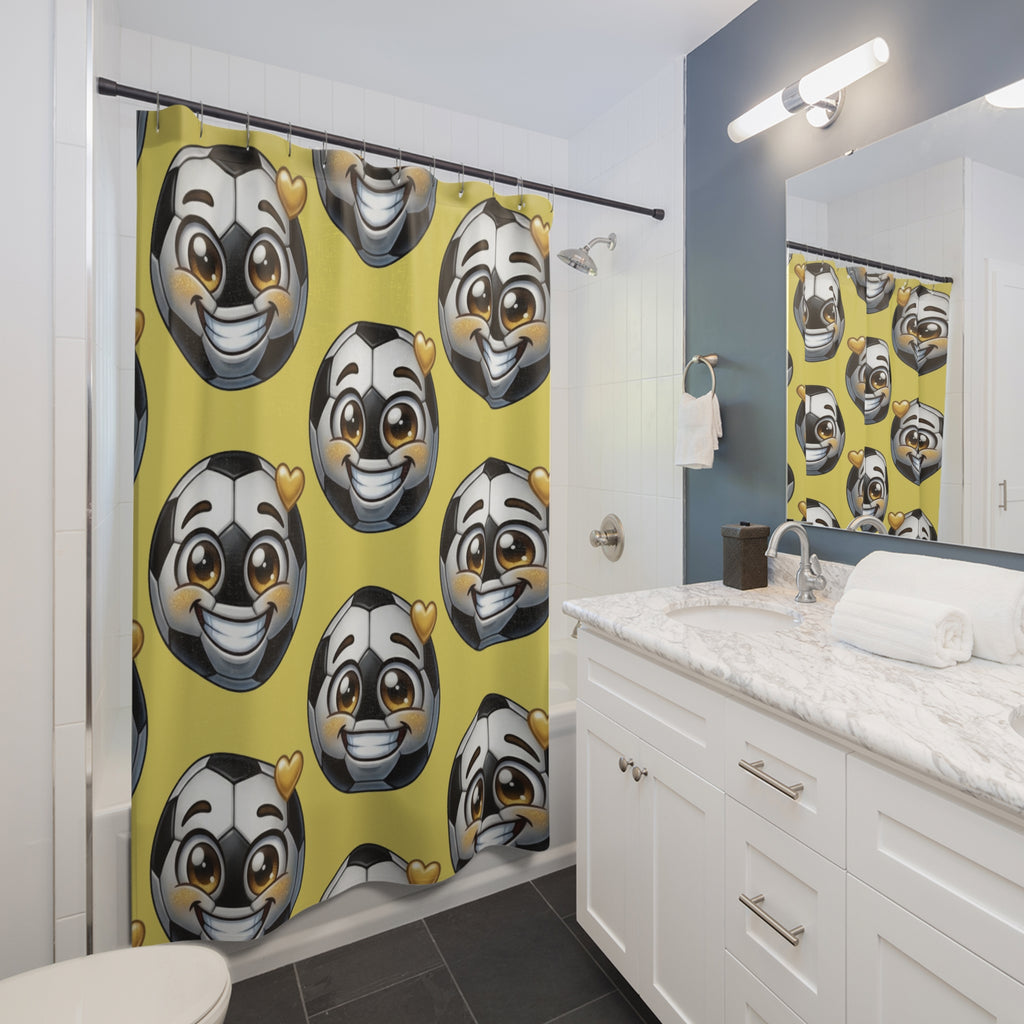 Smiling Soccer Ball Shower Curtain | Bathroom Decor
