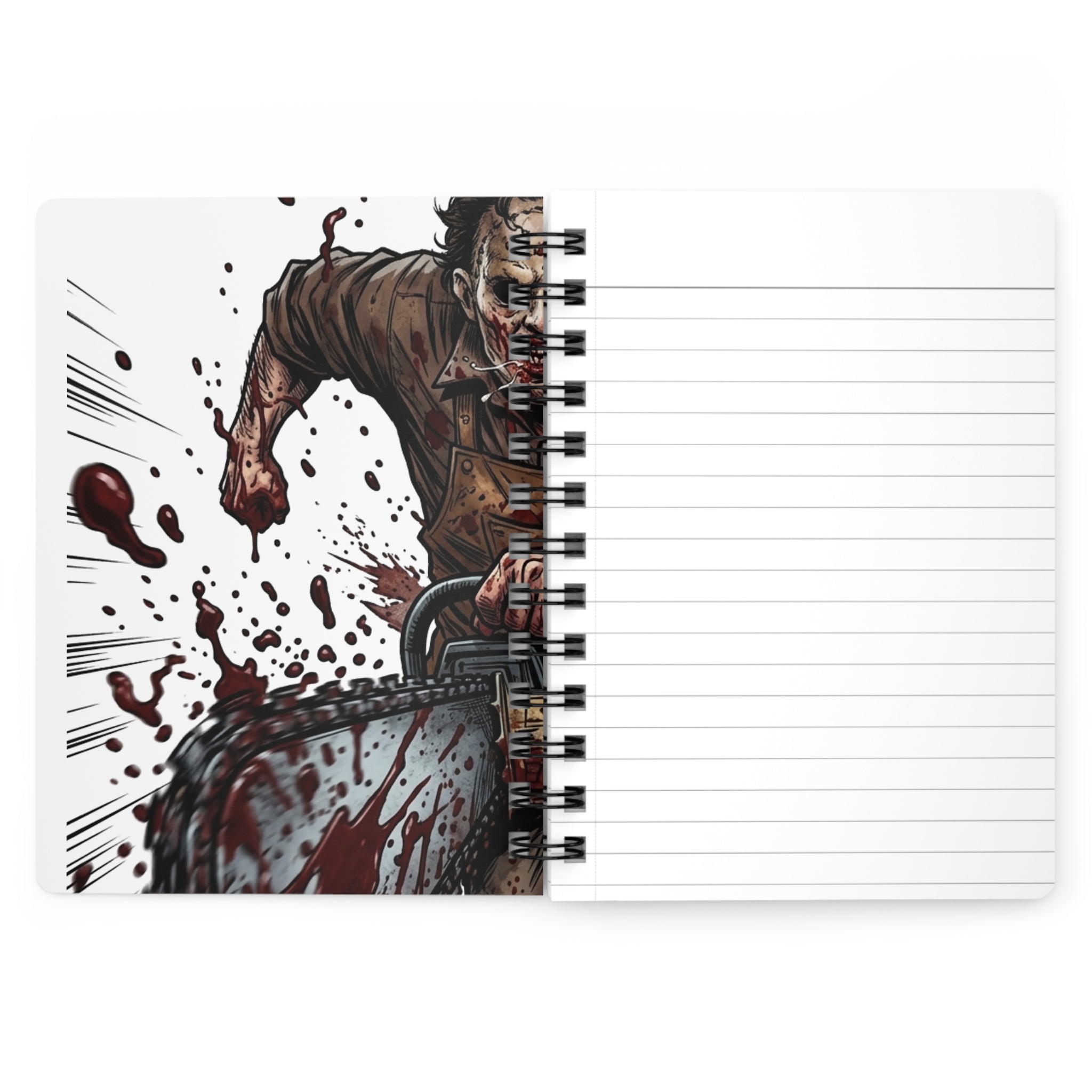 Leatherface Chainsaw Horror Journal | Spiral Bound Notebook, Bloody Slasher Art by GT Artland
