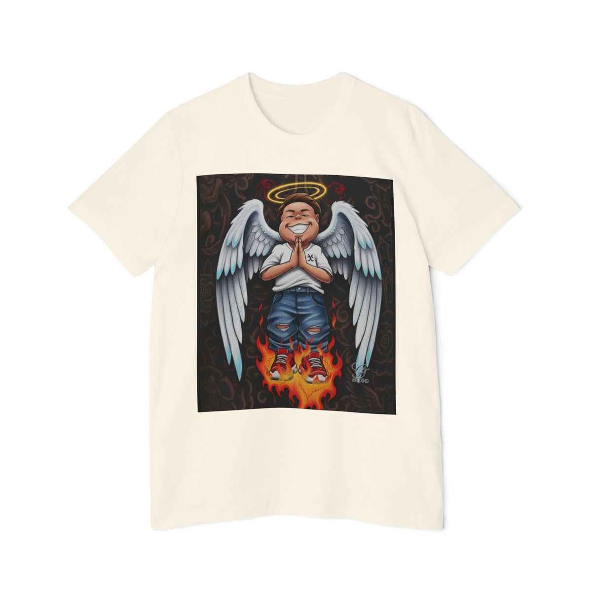 Angel Boy Praying USA-Made Unisex Short-Sleeve Jersey T-Shirt