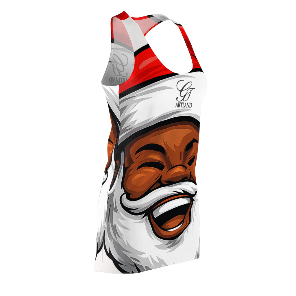 Joyful Santa Face Racerback Dress | Christmas All Over Print by GT Artland