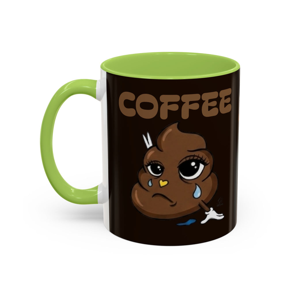 Coffee Mug — Cute Sad Poop Emoji with “COFFEE” Text Accent Mug by GT Artland
