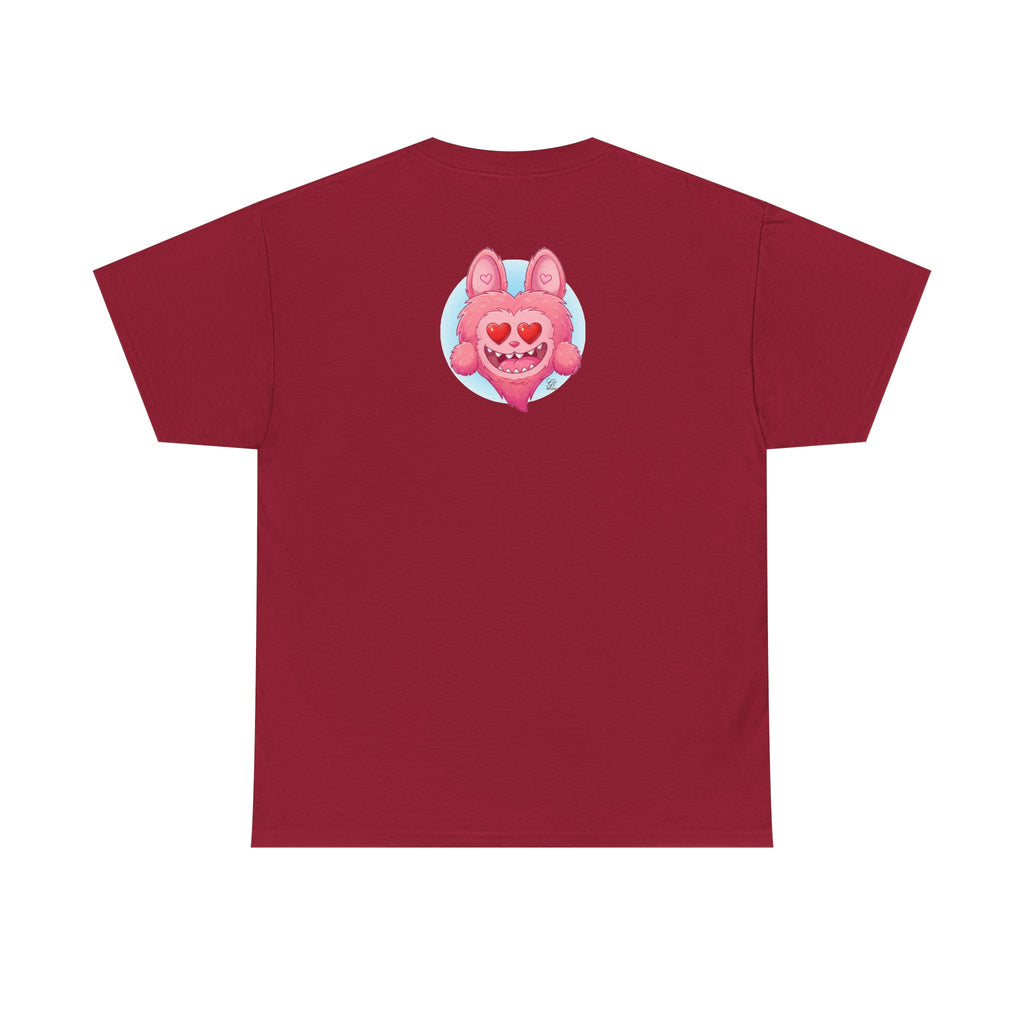 Pink Heart-Eyed Monster T-Shirt | Cute Fuzzy Creature by GT Artland