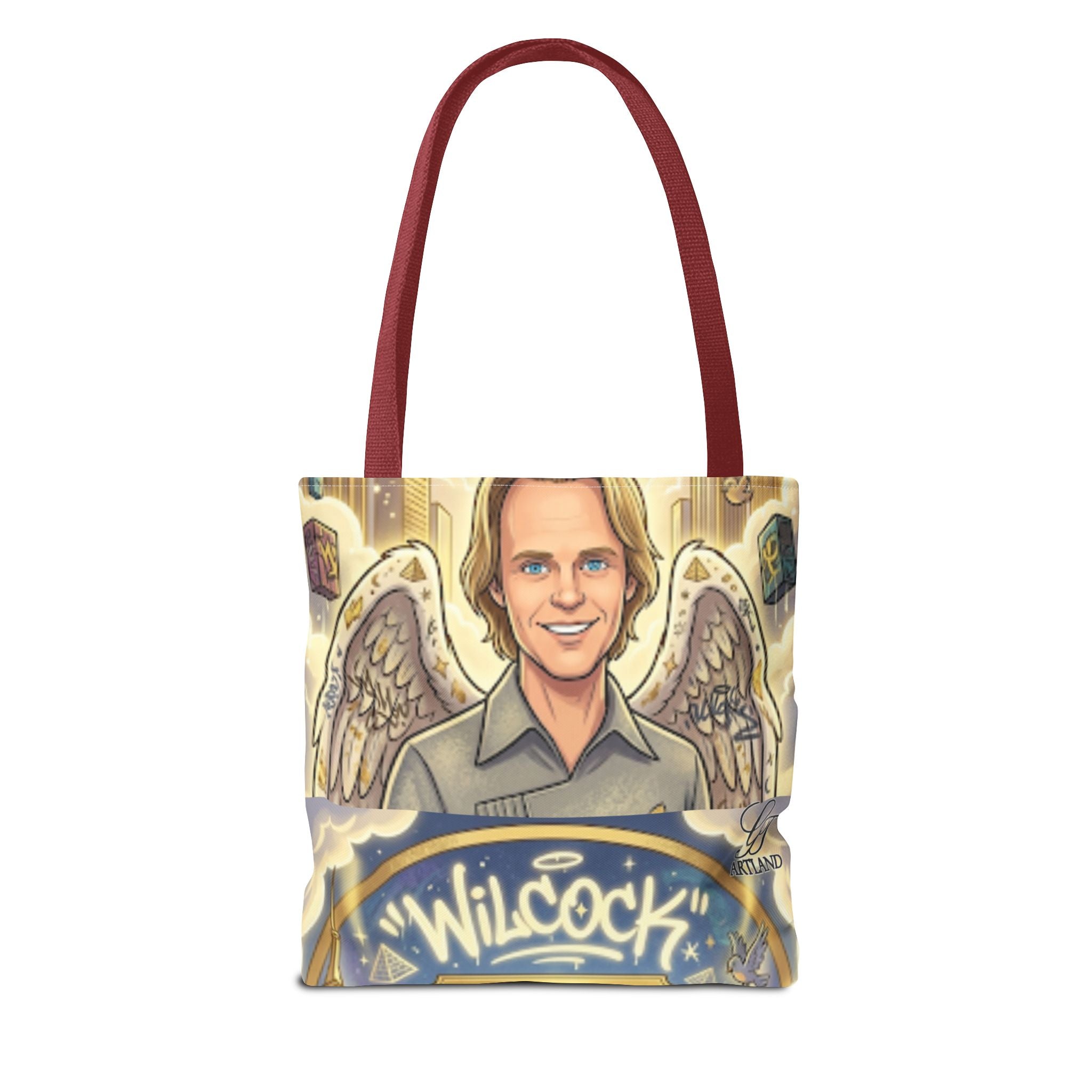 Wilcock Angel Wings Portrait Tote Bag – Illustrated Memorial/Tribute Carryall by GT Artland
