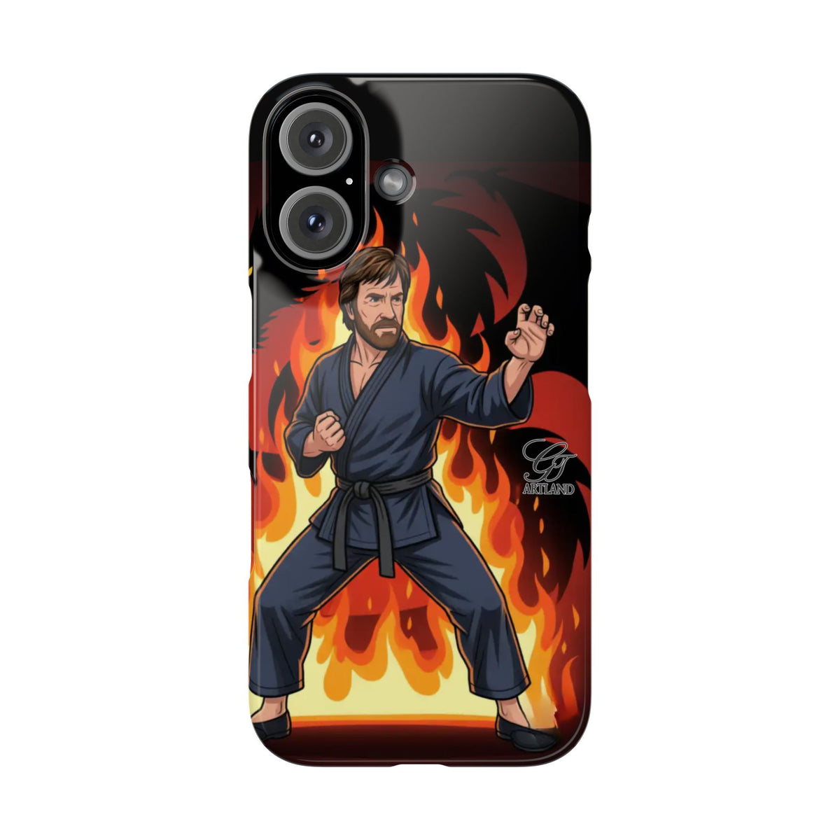 Martial Artist Illustration Slim Phone Case | Karate Fighter Flames by GT Artland