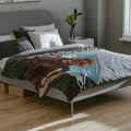 Western Dreamgirl Riding Horse Cowgirl Velveteen Blanket - Throw