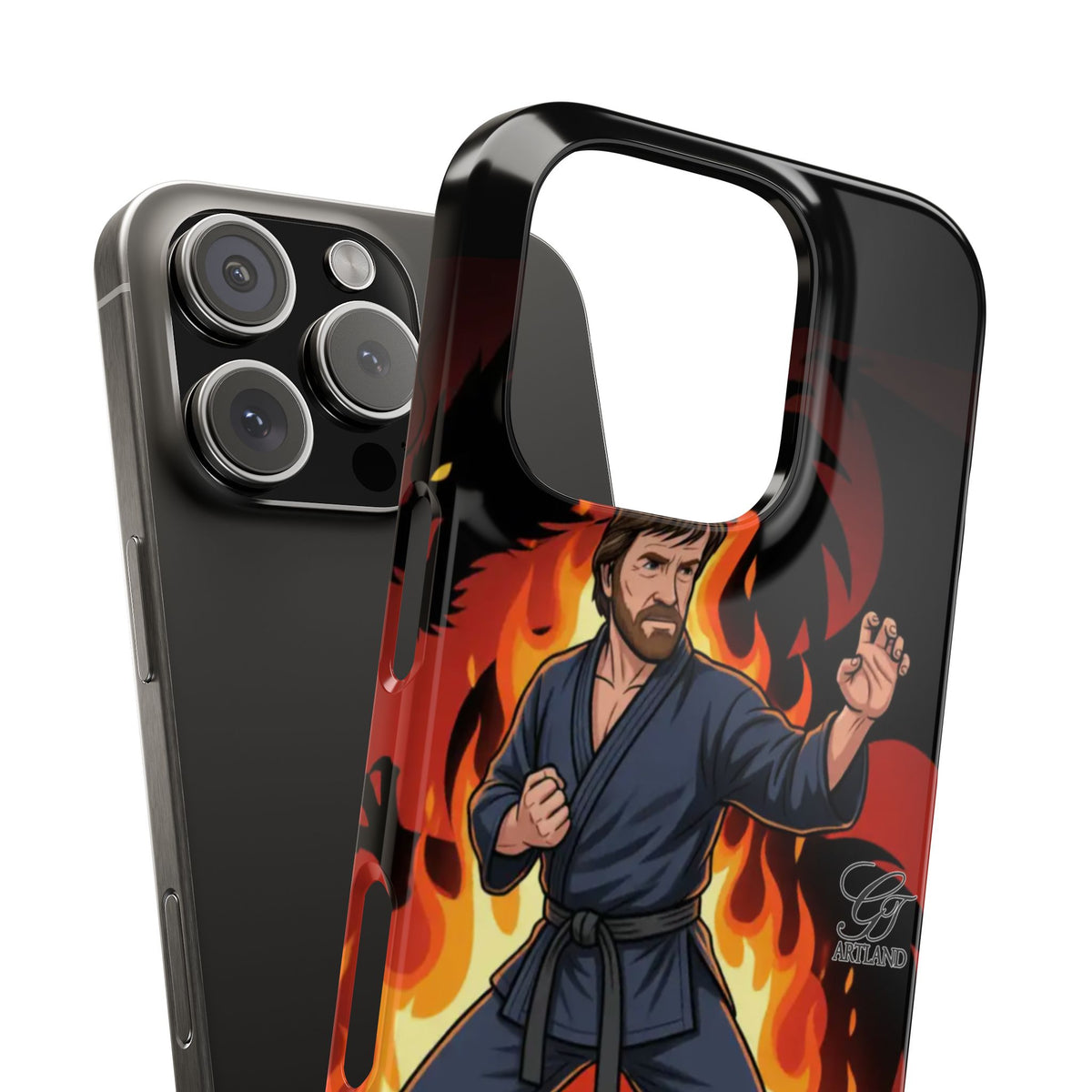 Martial Artist Illustration Slim Phone Case | Karate Fighter Flames by GT Artland