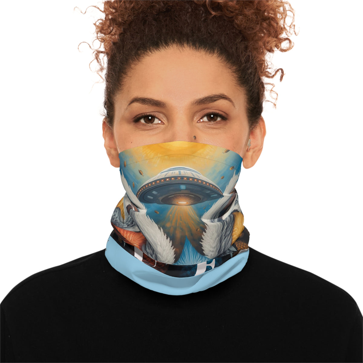 Trio Alien Angels UFO Neck Gaiter Sci-Fi Neck Tube | Lightweight Face Mask