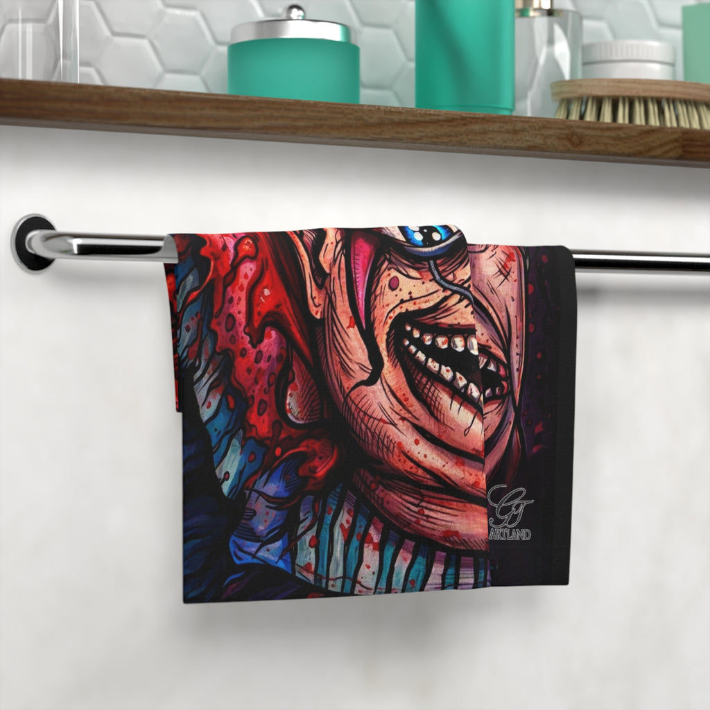 Playtimes Over Horror Scary Doll Designer  Face towel | Horror Art, Scary Cartoon Portrait by GT Artland