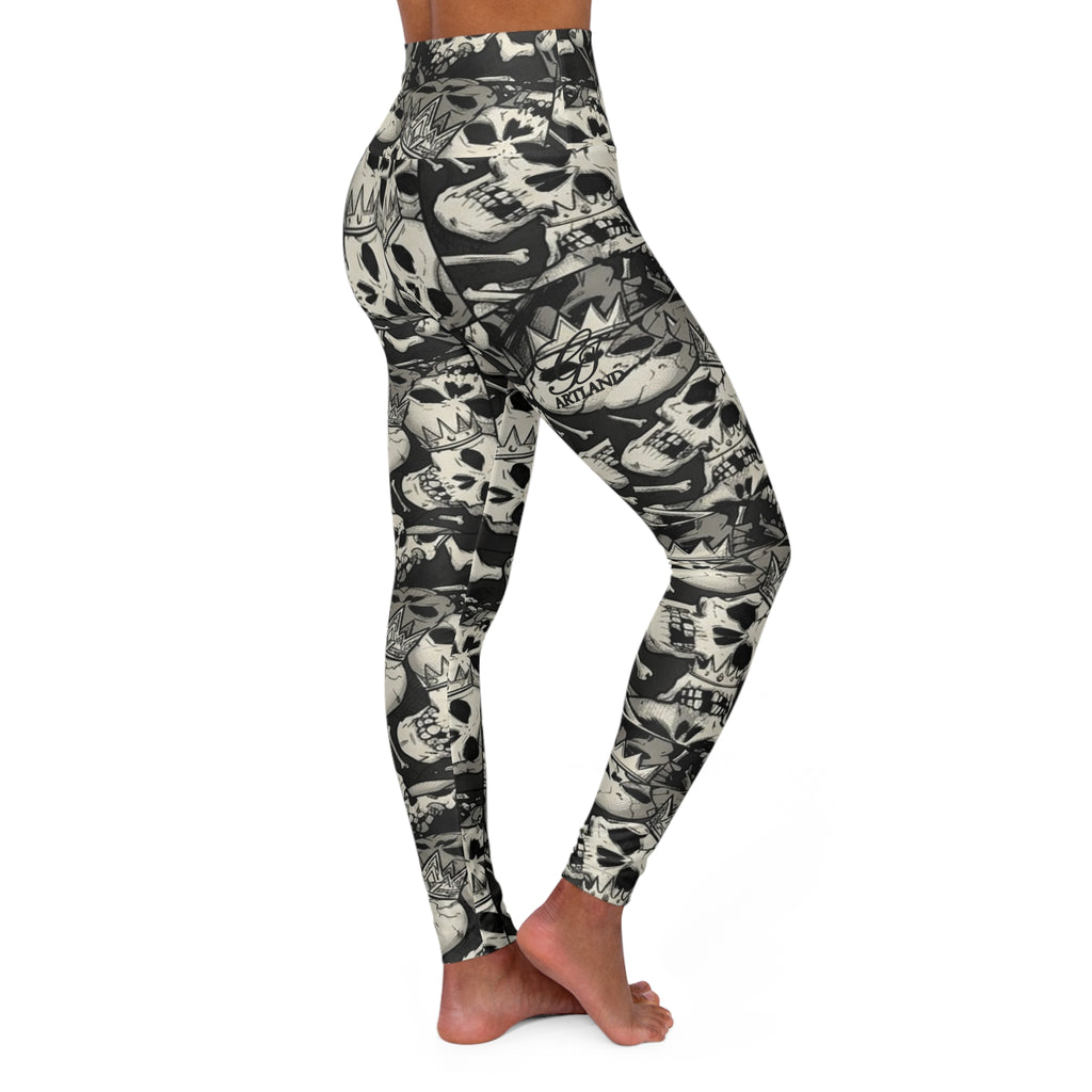 Skull and Bone Designer High Fashion Gothic Black & White Leggings by GT Artland