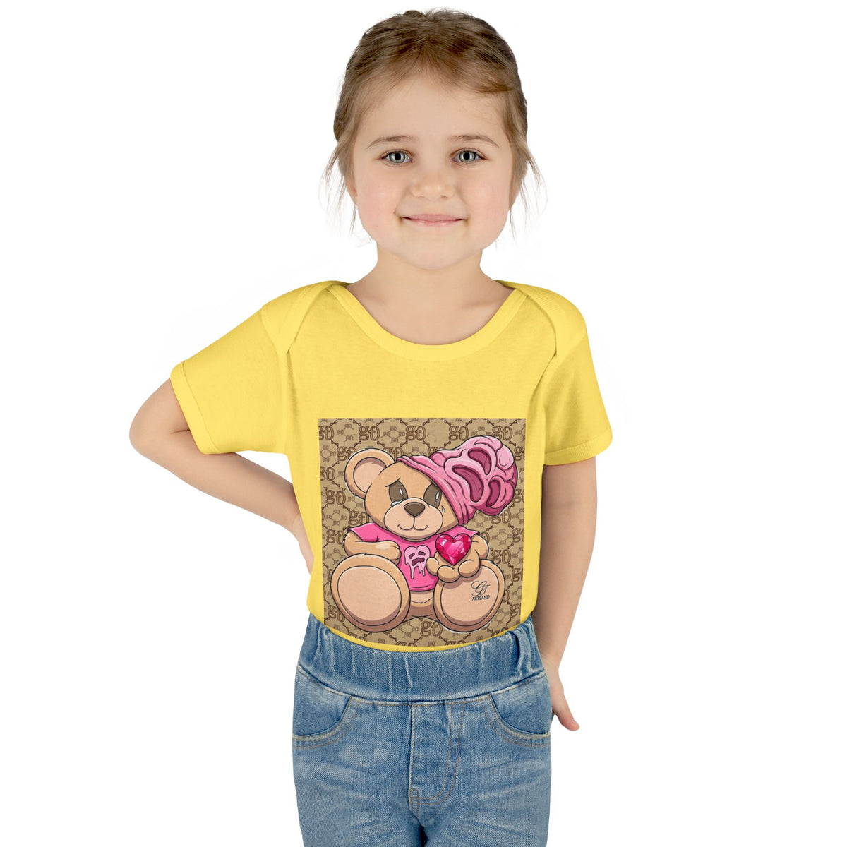 Pink Heart Teddy Bear Infant Bodysuit by GT Artland
