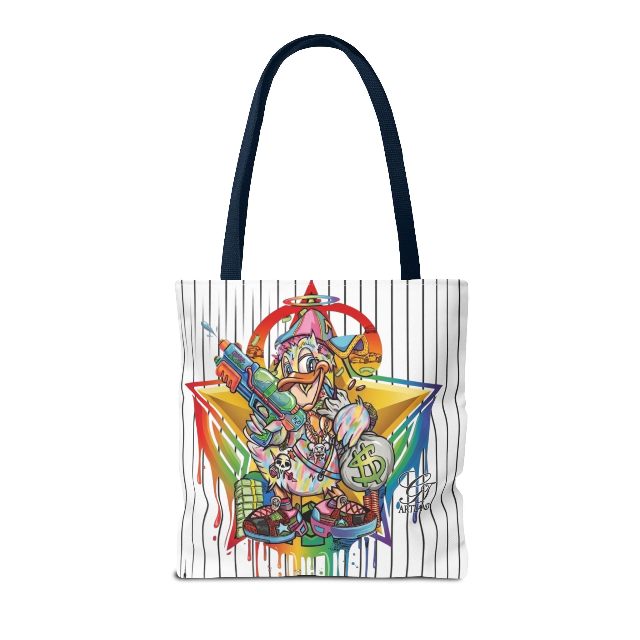 Graffiti Duck Urban Colorful Drip Tote Bag — Colorful Street Art by GT Artland