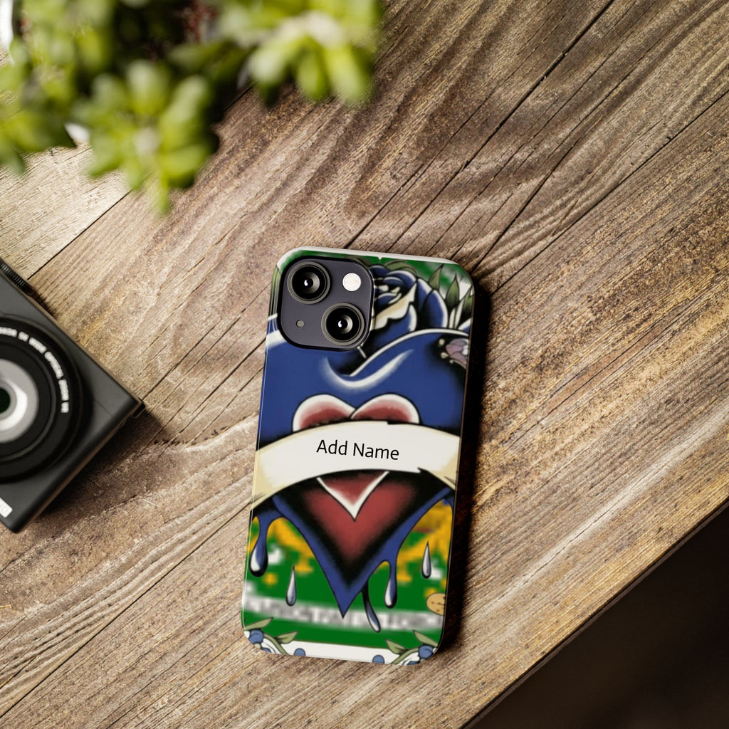 Blue Rose Garden Urban Styled Illustration Slim Phone Case |  by GT Artland