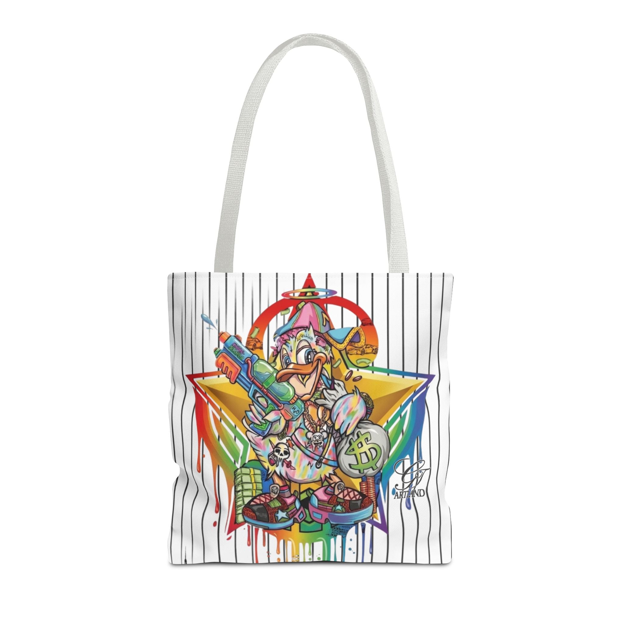 Graffiti Duck Urban Colorful Drip Tote Bag — Colorful Street Art by GT Artland