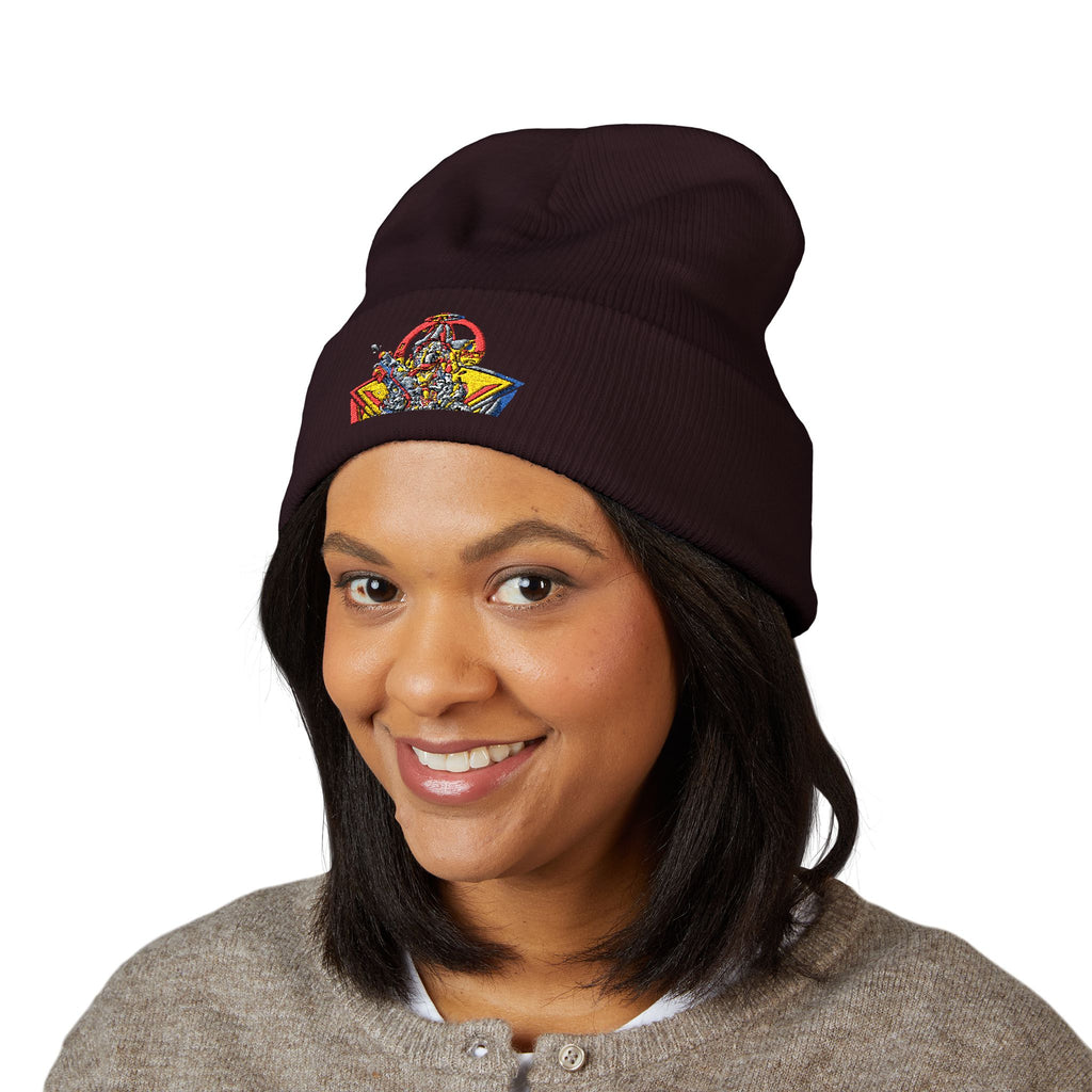 Retro Comic Duck Embroidered Cuffed Beanie